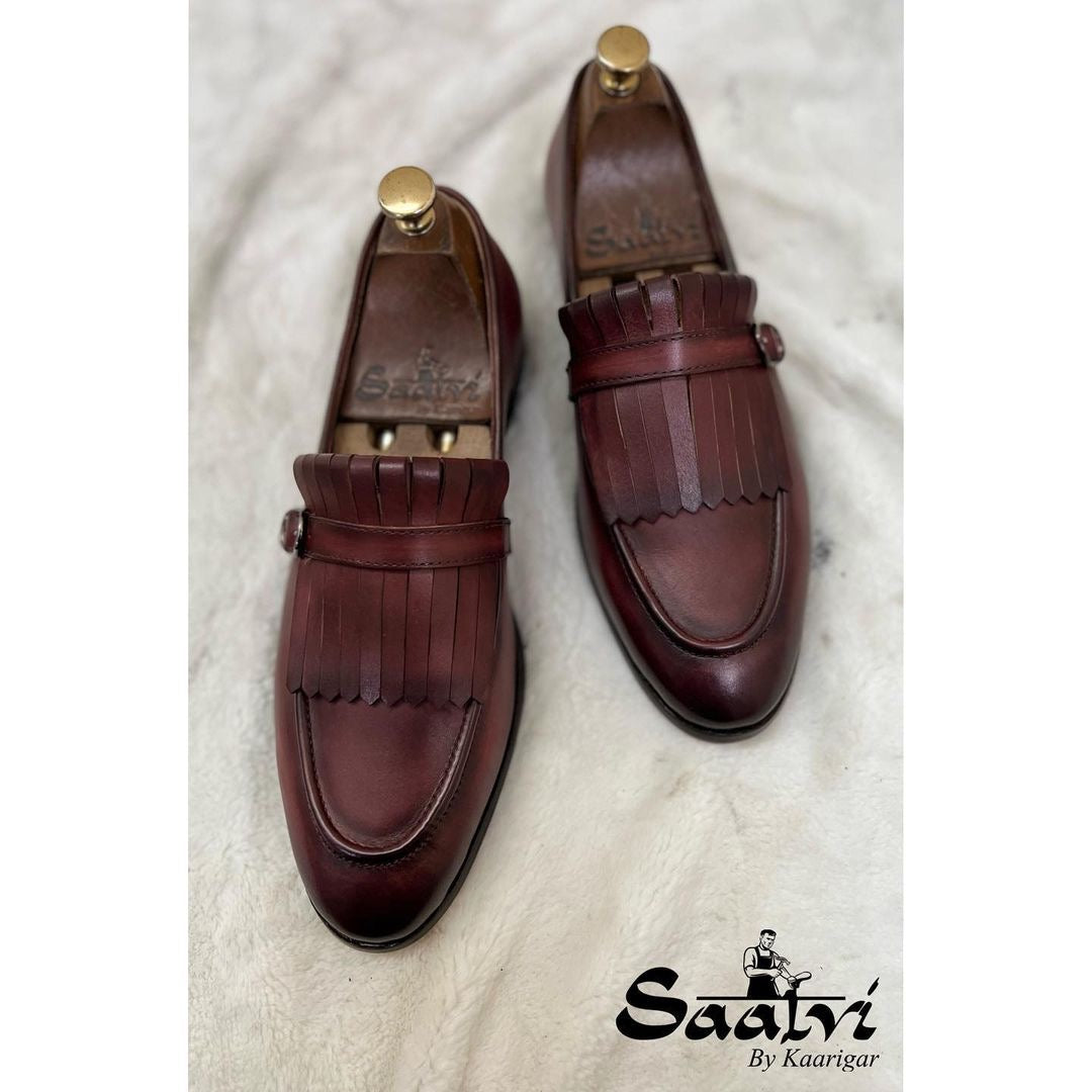 Fringe Loafers -Burgundy