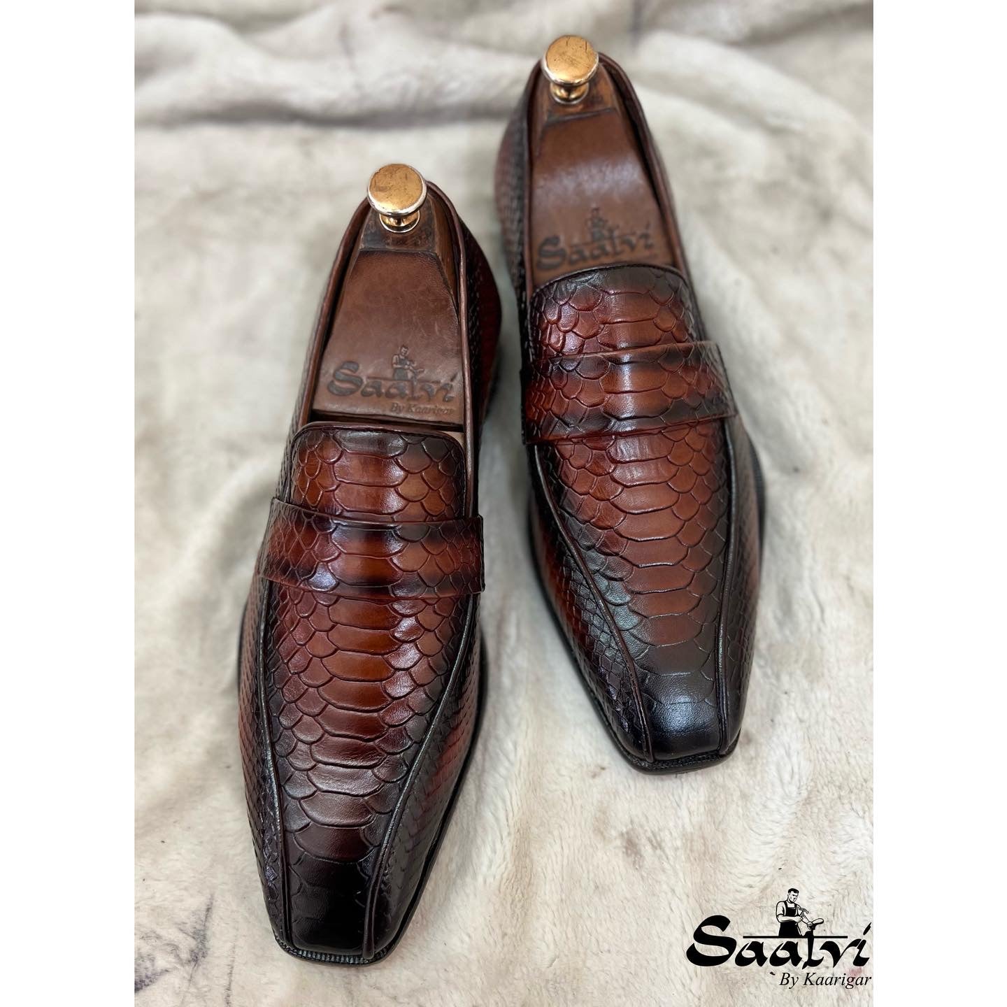 Python Embossed Leather Loafers Hp