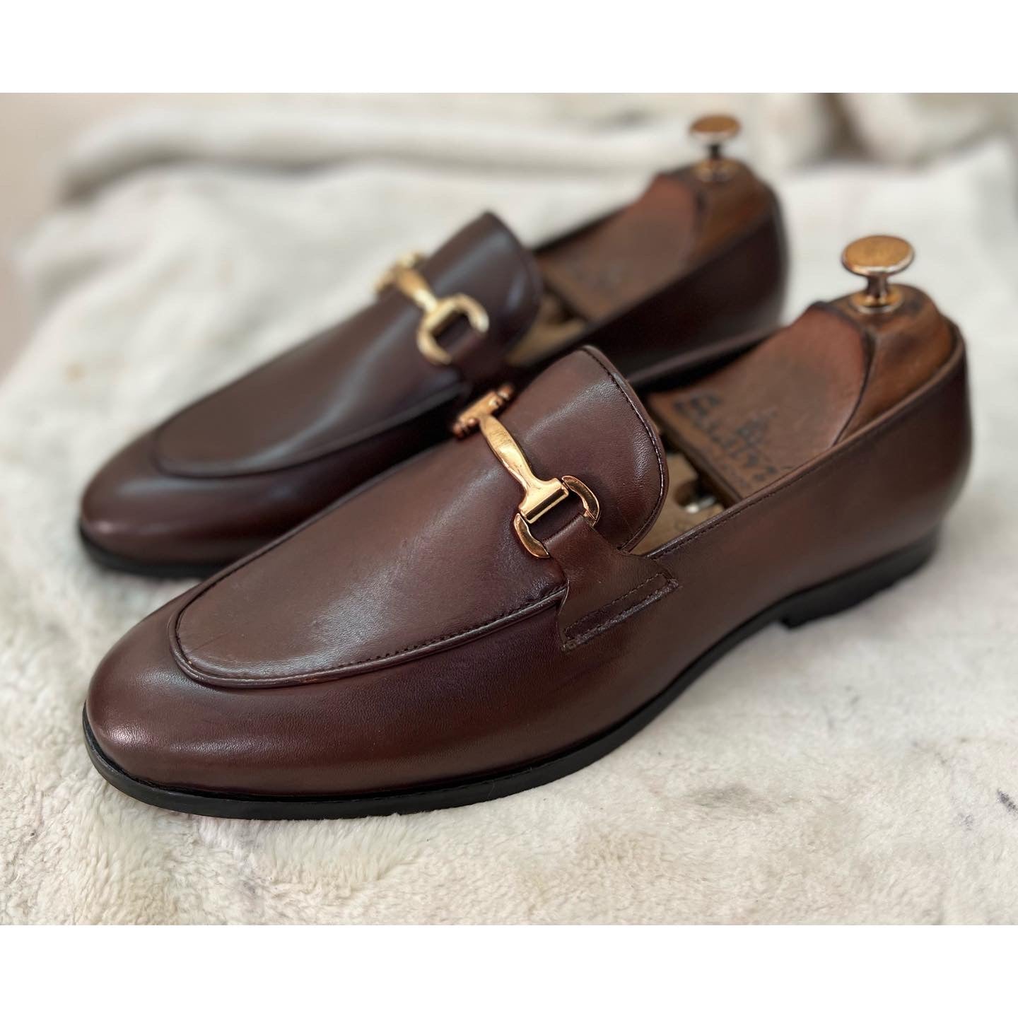 Brown Loafers With Metal Buckle