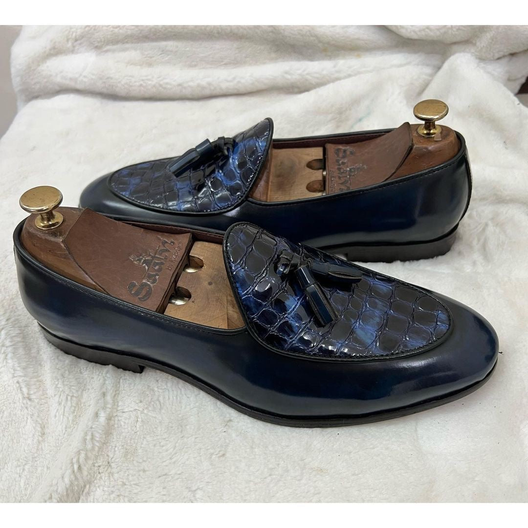 Belgian Loafers with Tassels | blue