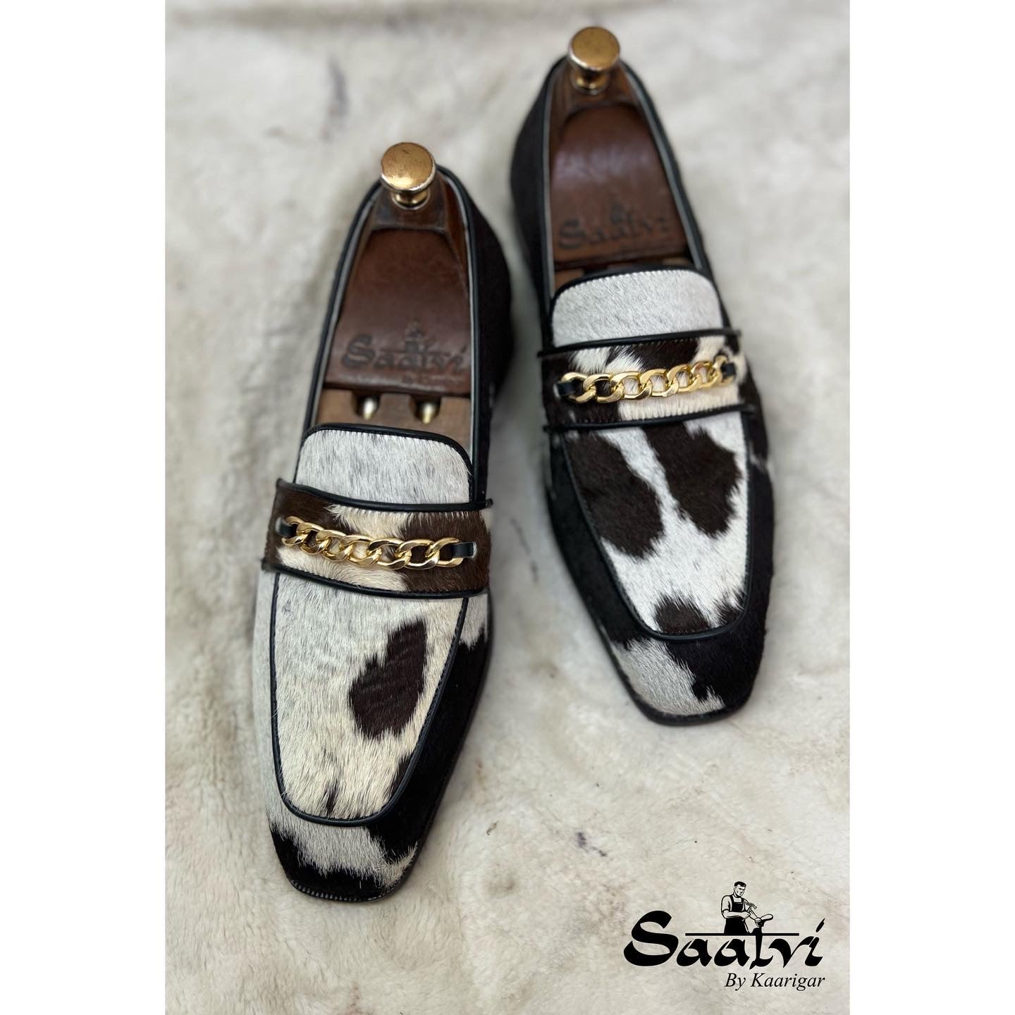Hairon Leather Loafers With Chain