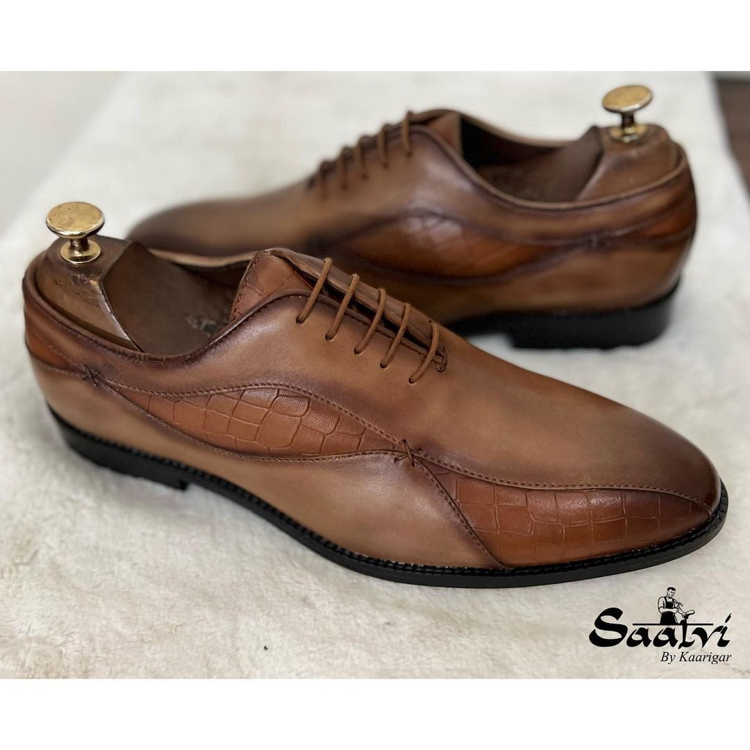 Tan Croco Oxfords - D