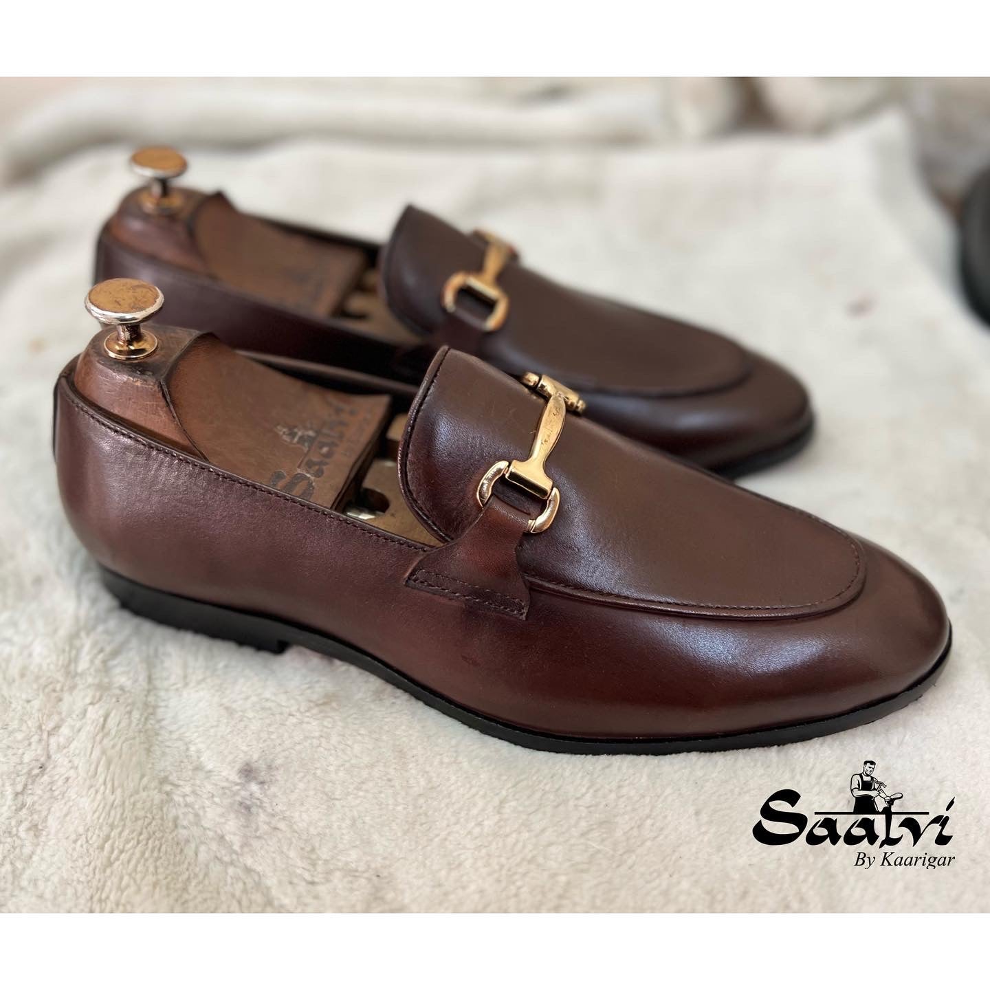 Brown Loafers With Metal Buckle