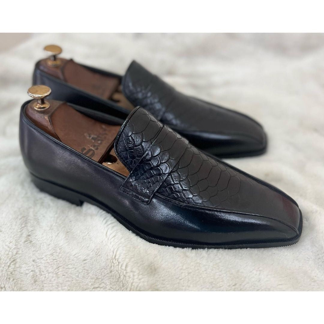 Python Embossed Leather Black-T