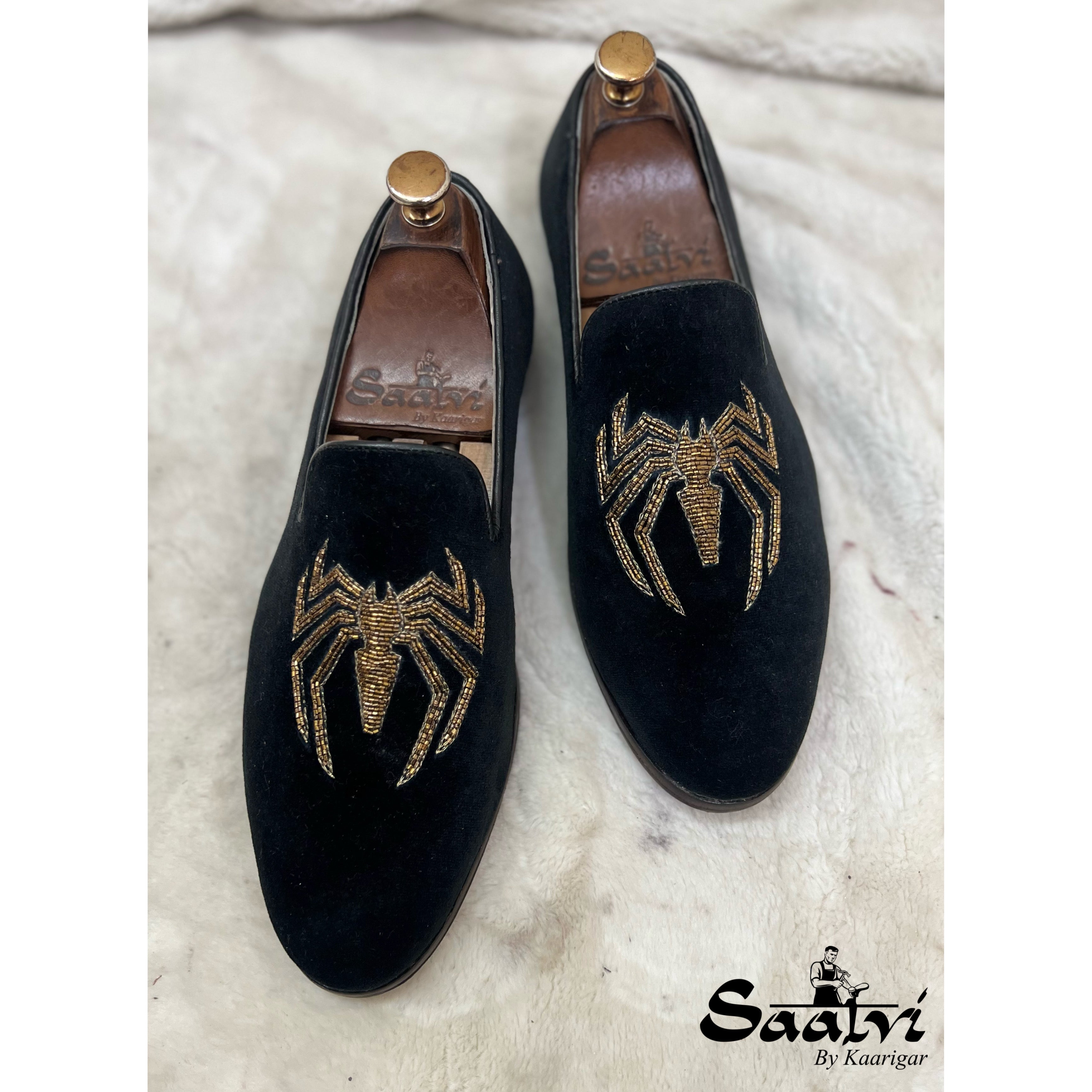 Spider Hand Embroidery Slipons