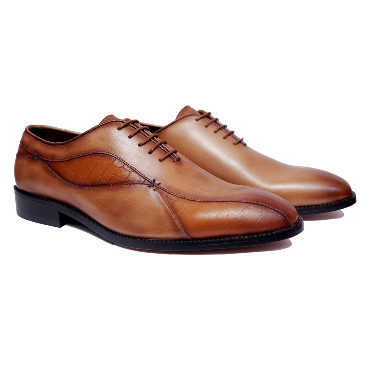 Tan Croco Oxfords - D