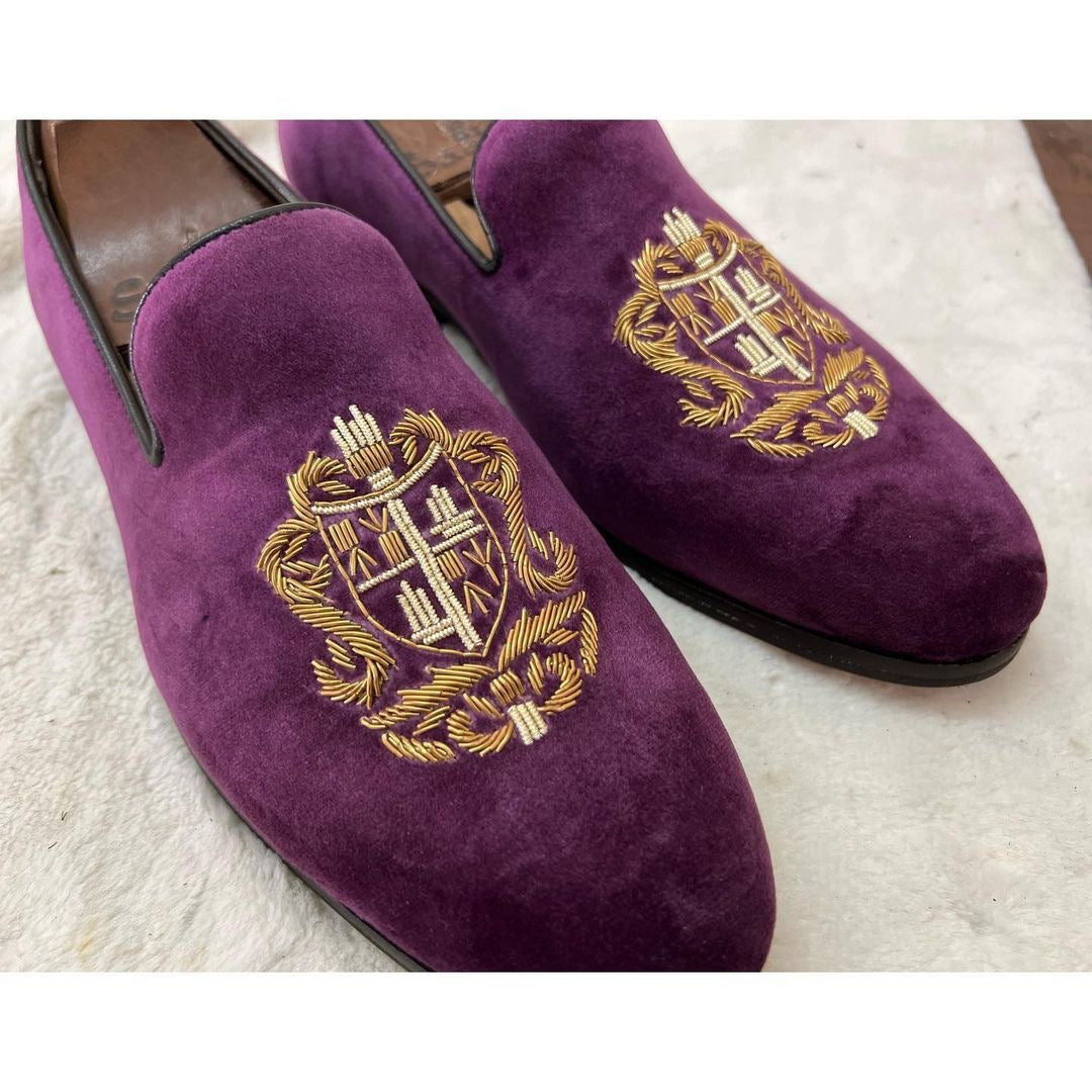 Purple Slipons Zardosi Embroidery