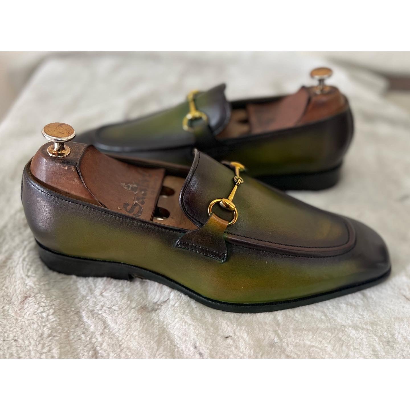 Horsebit Loafers Green Hand Patina