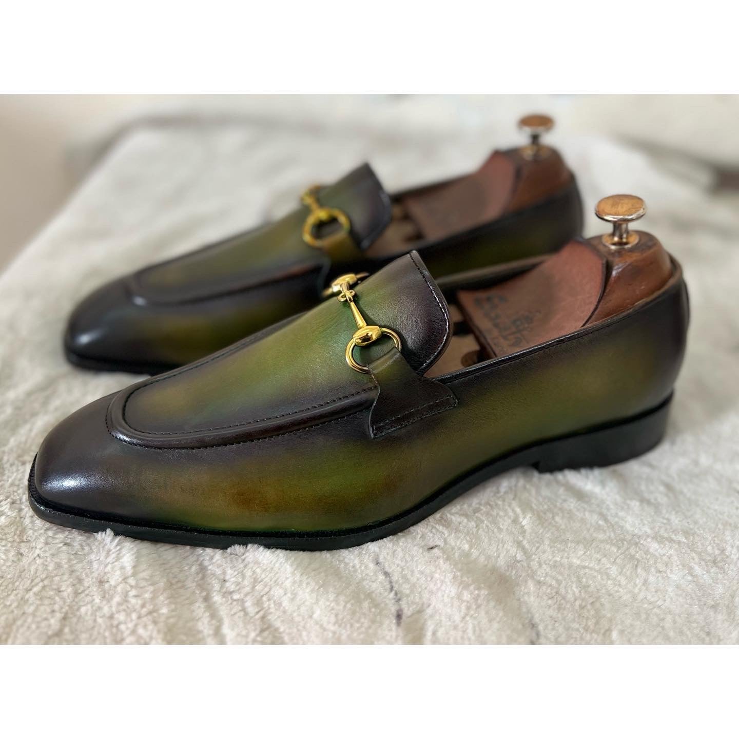 Horsebit Loafers Green Hand Patina