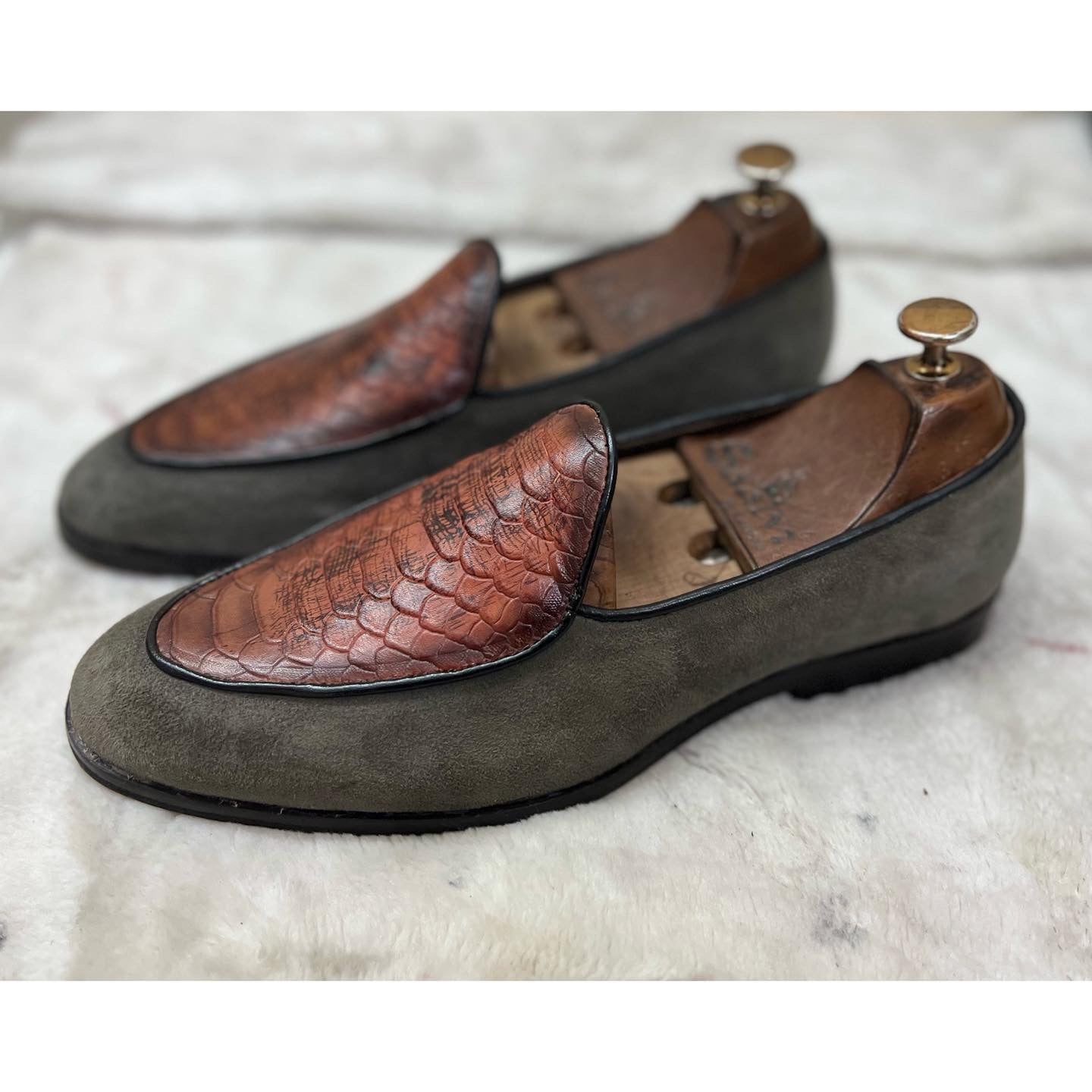 Belgian Loafers Grey Suede