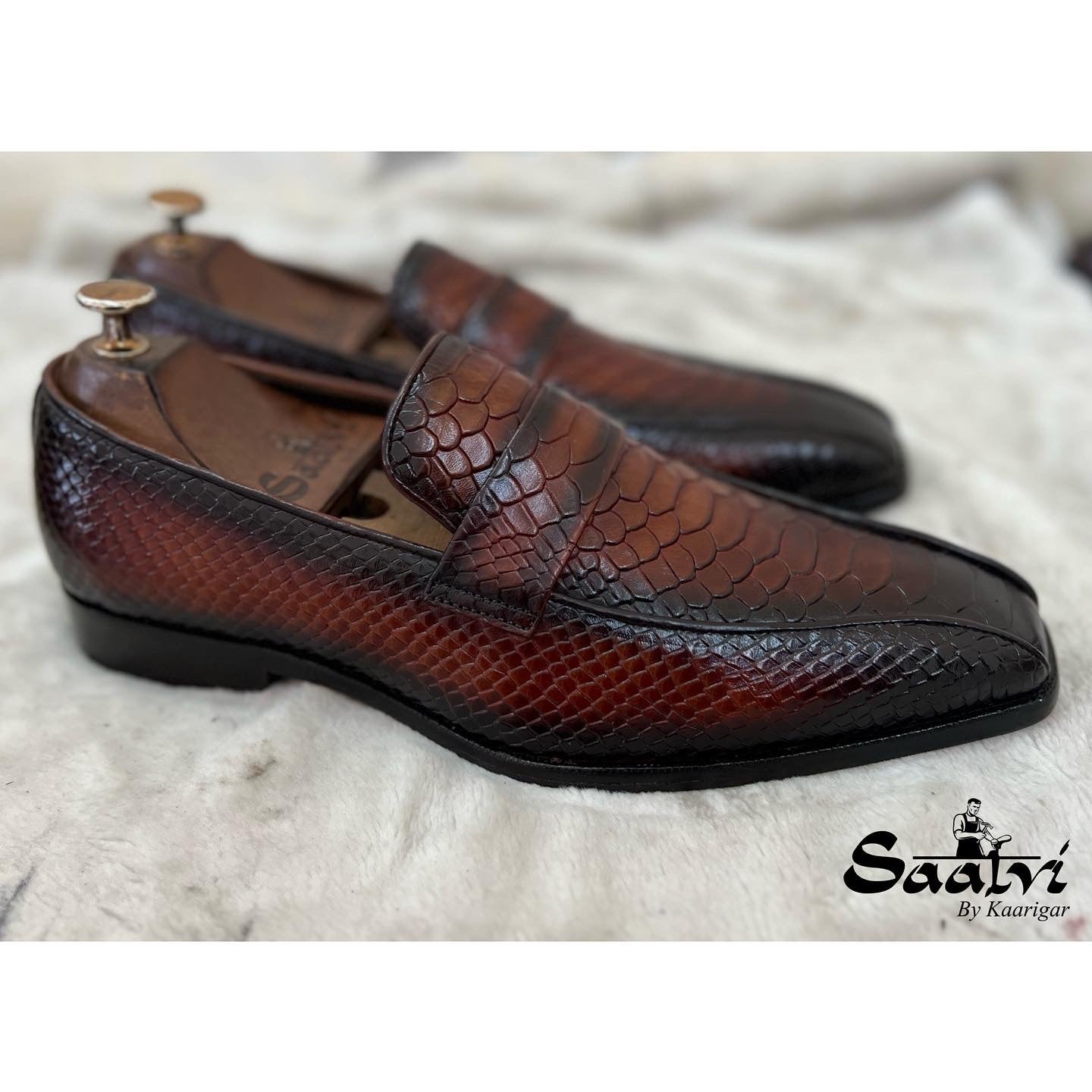 Python Embossed Leather Loafers Hp