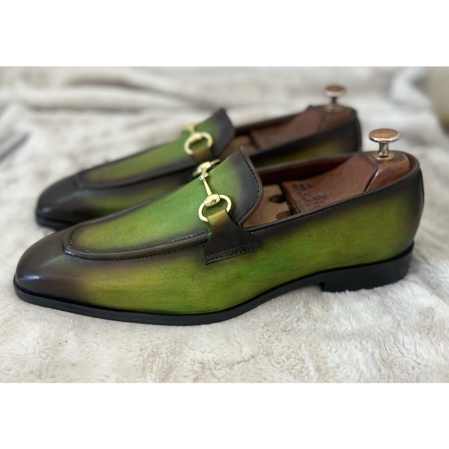 Horsebit Loafers Green Hand Finished