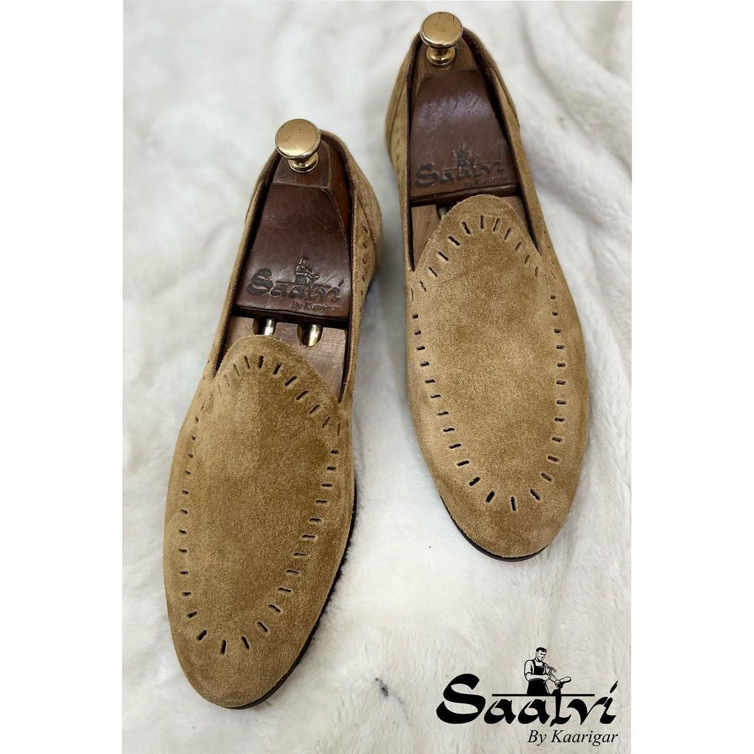 Cut Work Jutti Tan Suede