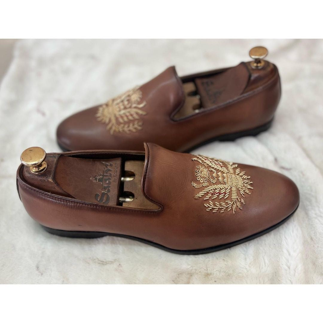 Eagle Hand Zardosi Embroidery Slipon