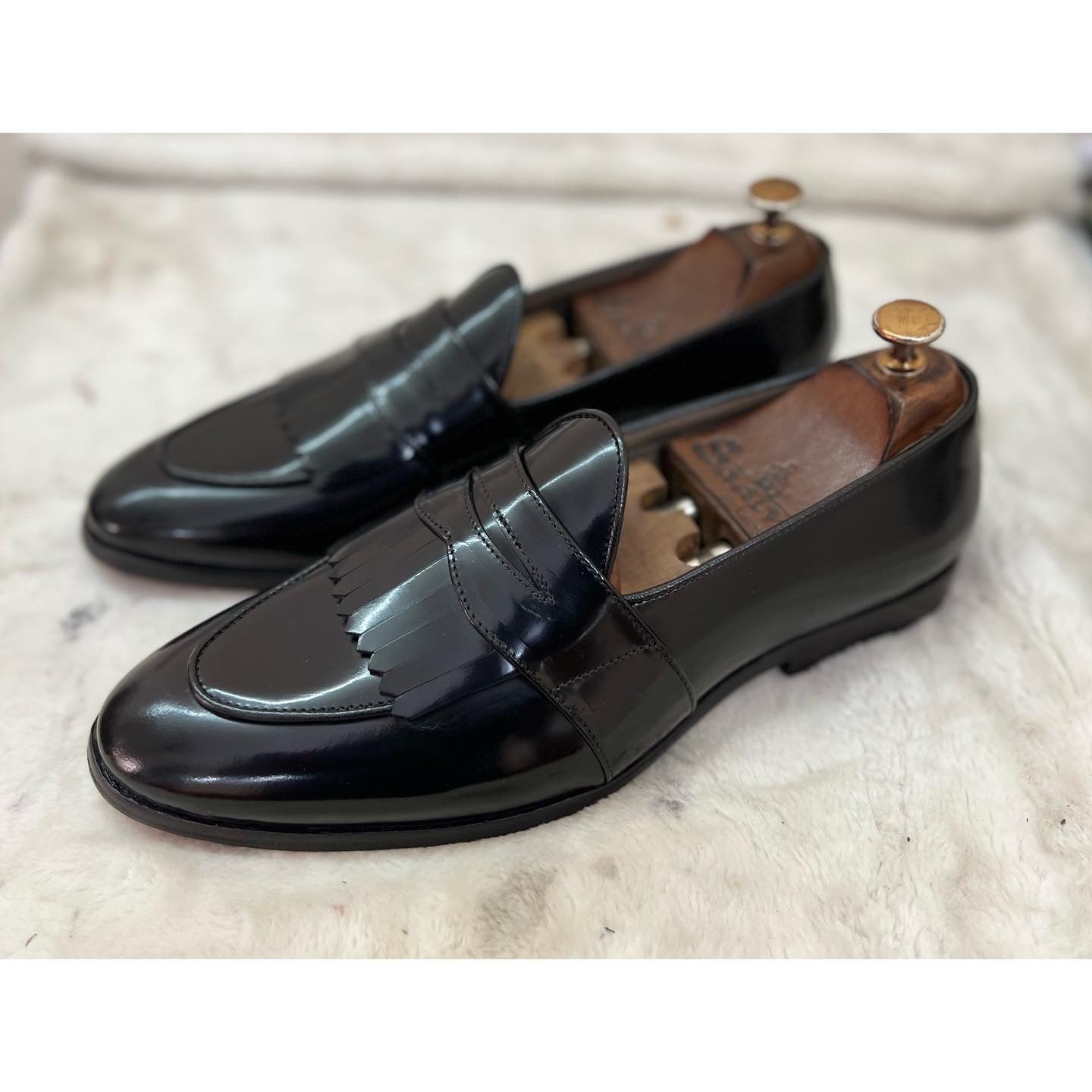 Belgian Loafers With Fringe Black Calf