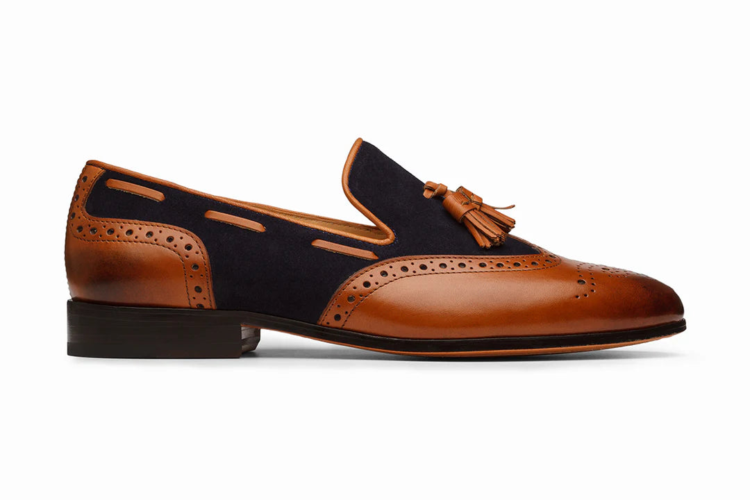 Brouge Combination Loafers - Tan