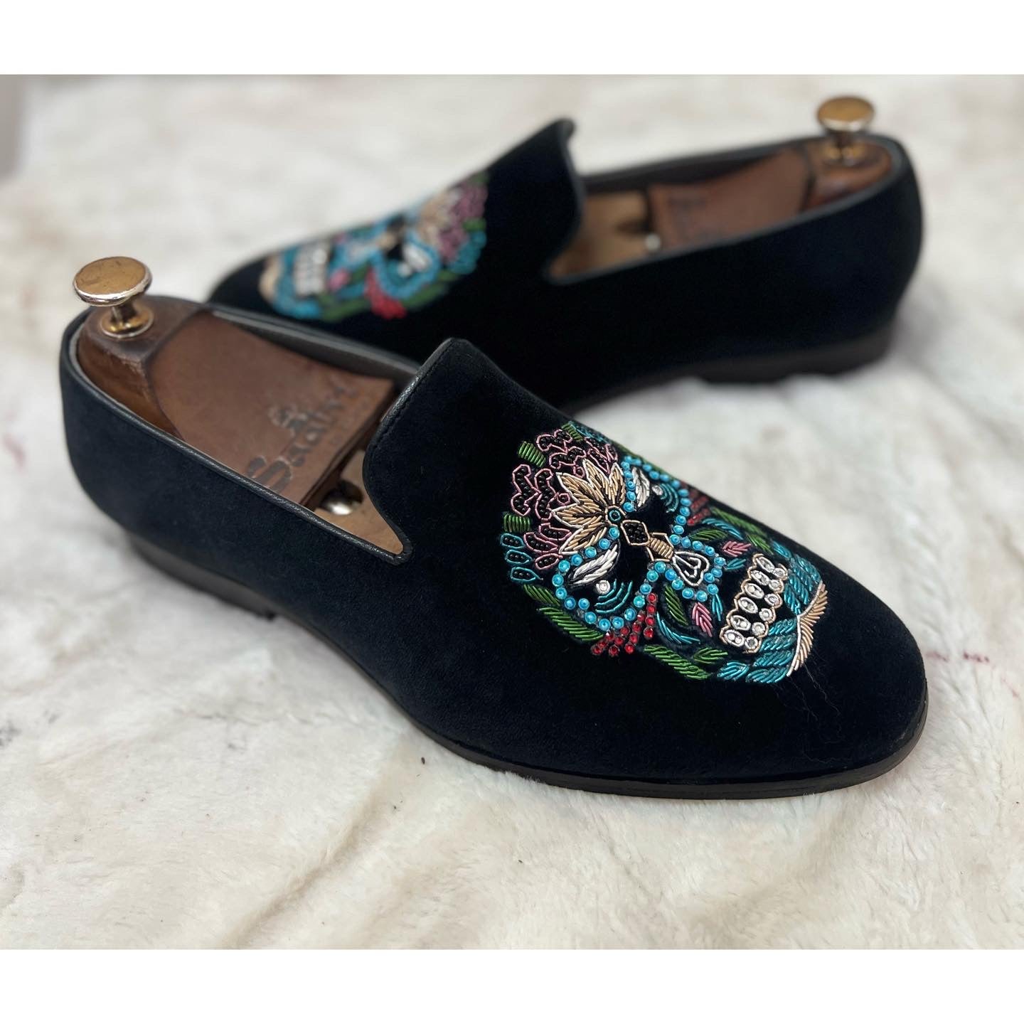 Skull Zardosi Black Velvet