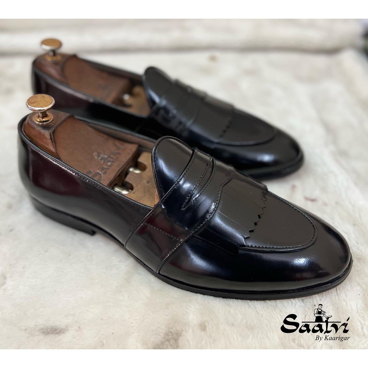 Belgian Loafers With Fringe Black Calf