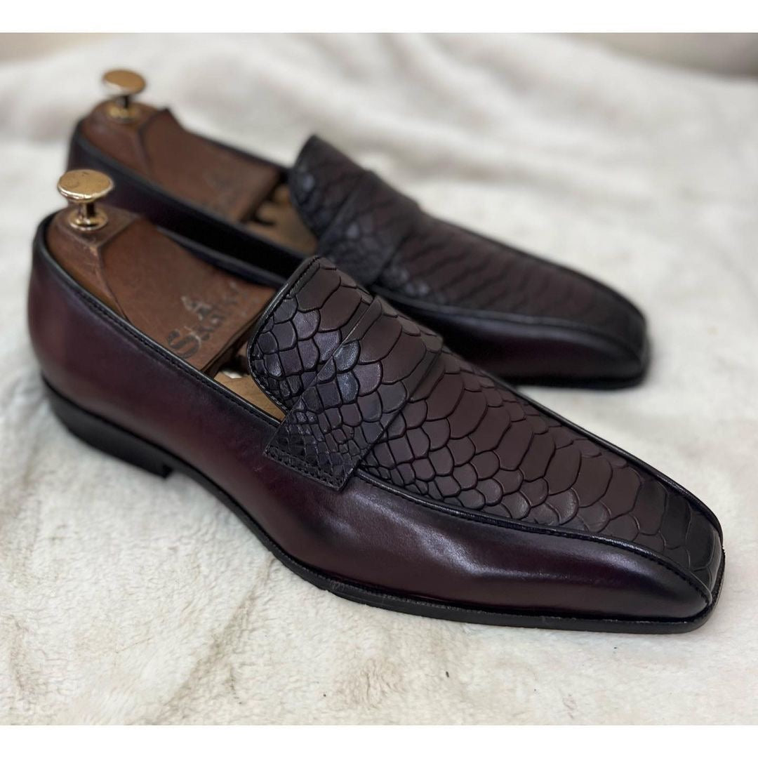 Python Leather Loafers Wine t