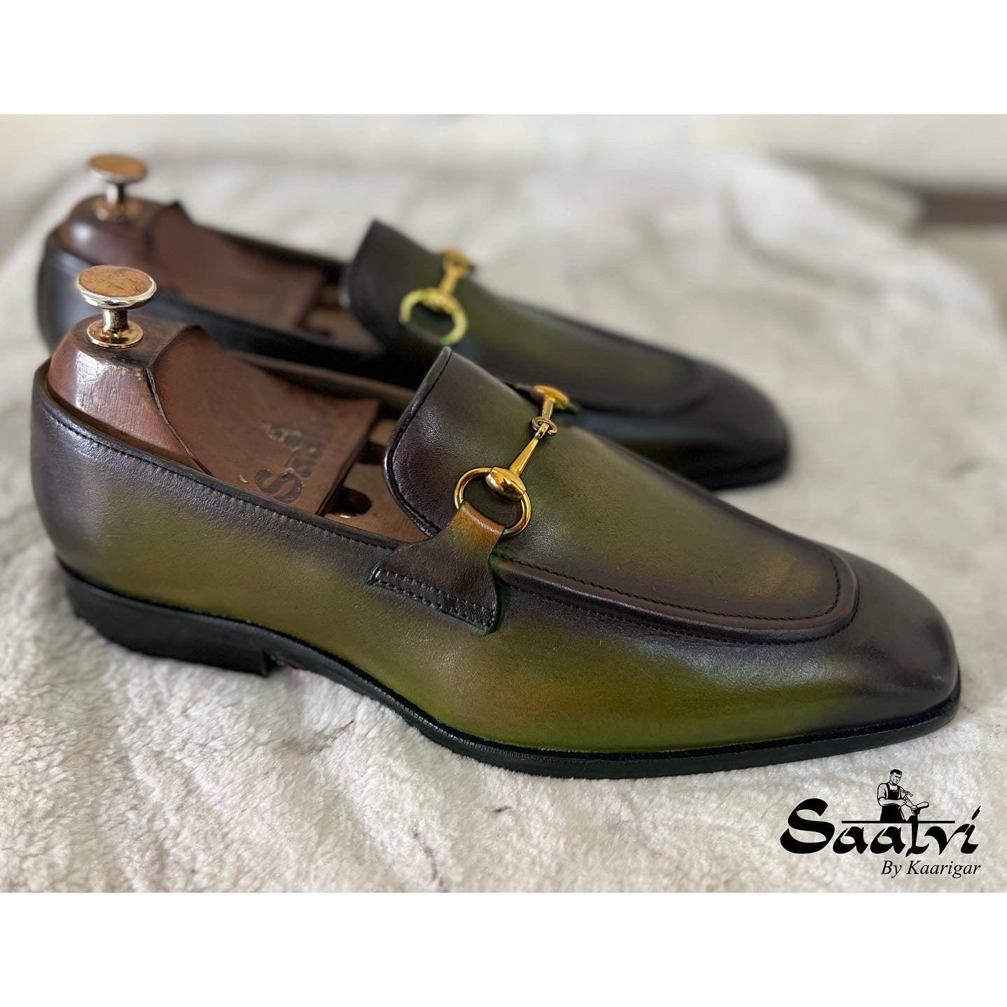 Horsebit Loafers Green Hand Patina