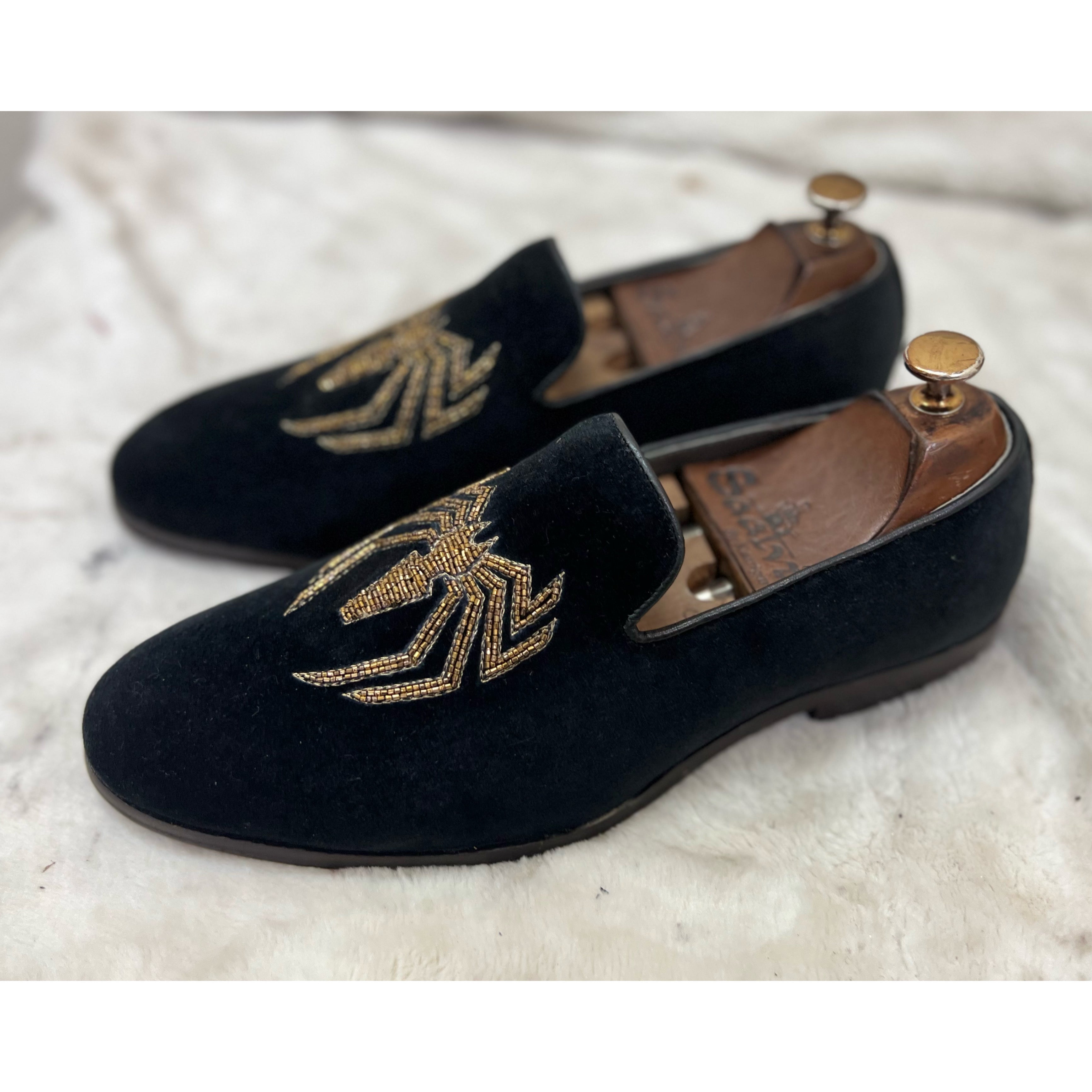 Spider Hand Embroidery Slipons