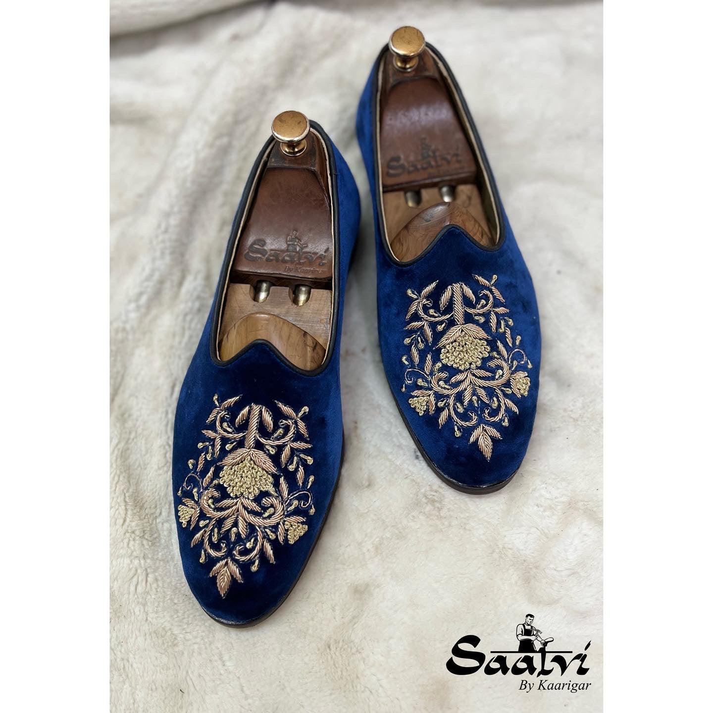 Blue Velvet With Zardosi Embroidery