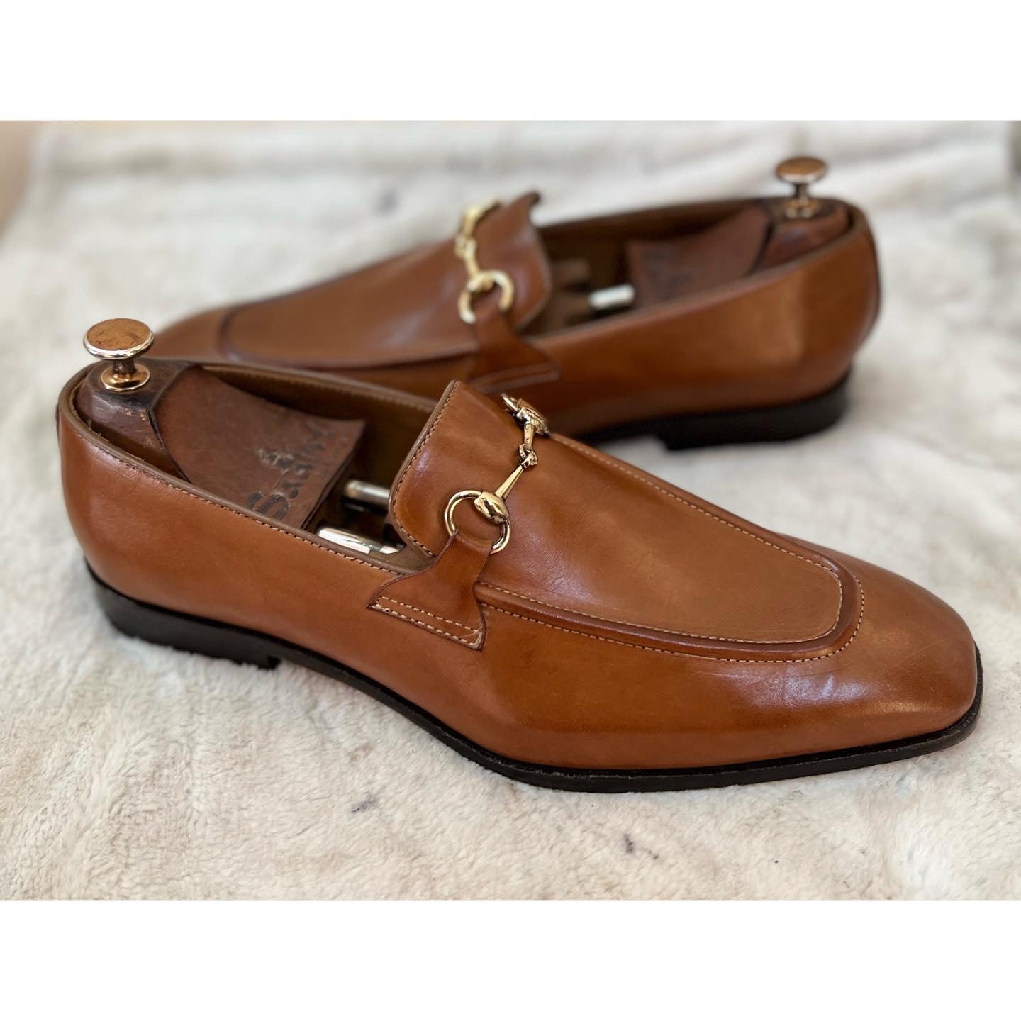 Tan Yellow Horsebit Loafers
