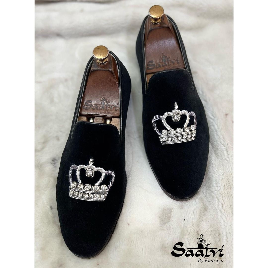 Crown Zardosi Hand Embroidery Slipon