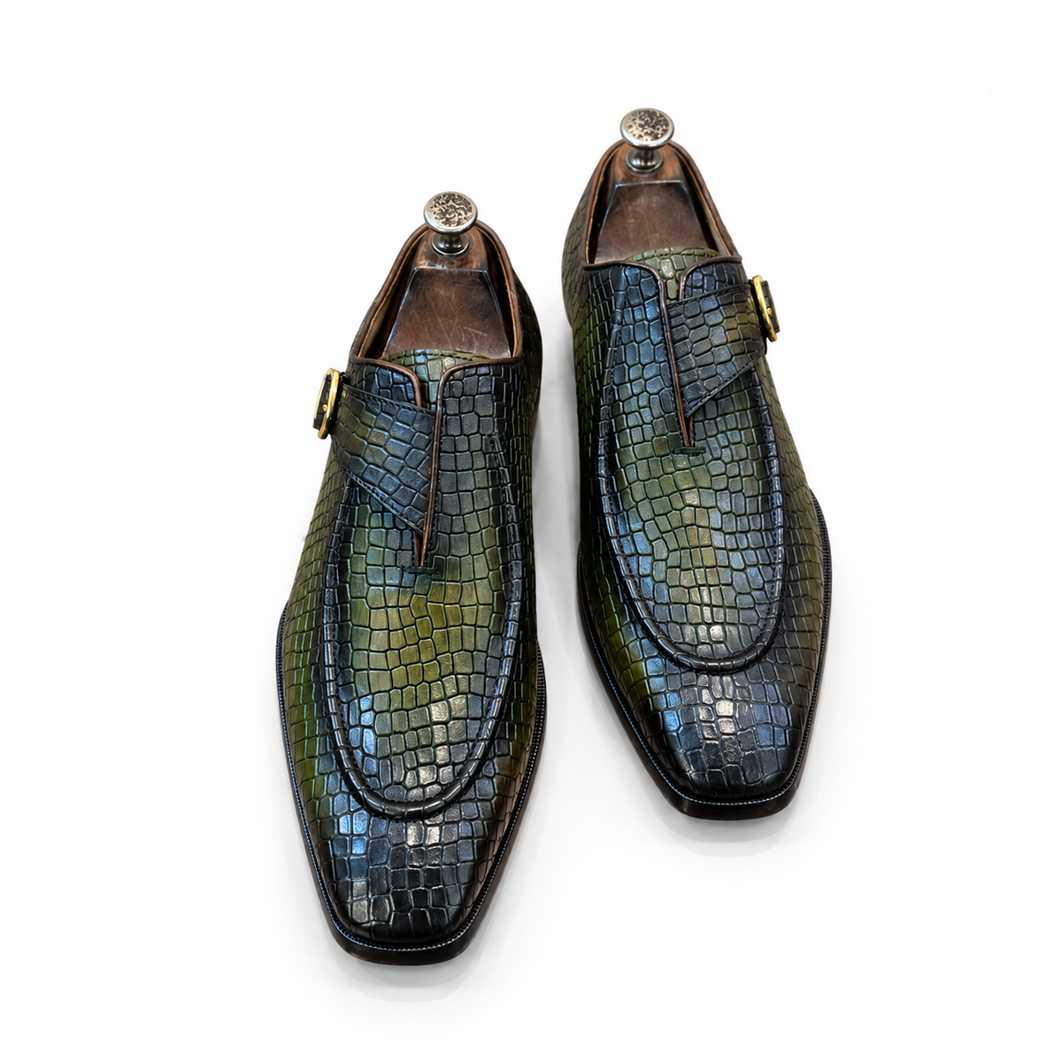 Saalvi Veridian Croc Monk Loafers