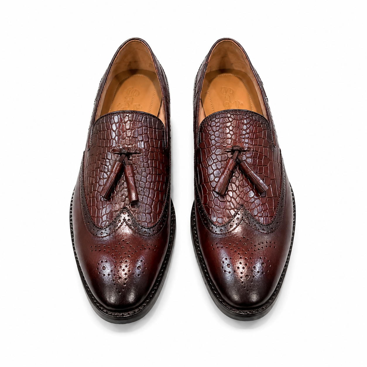 Bordeaux Croc Tassel Brogue Loafers