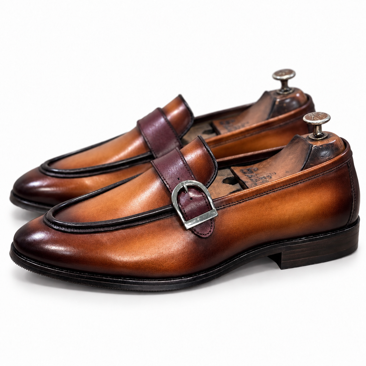 Cognac Élan Buckle Loafers