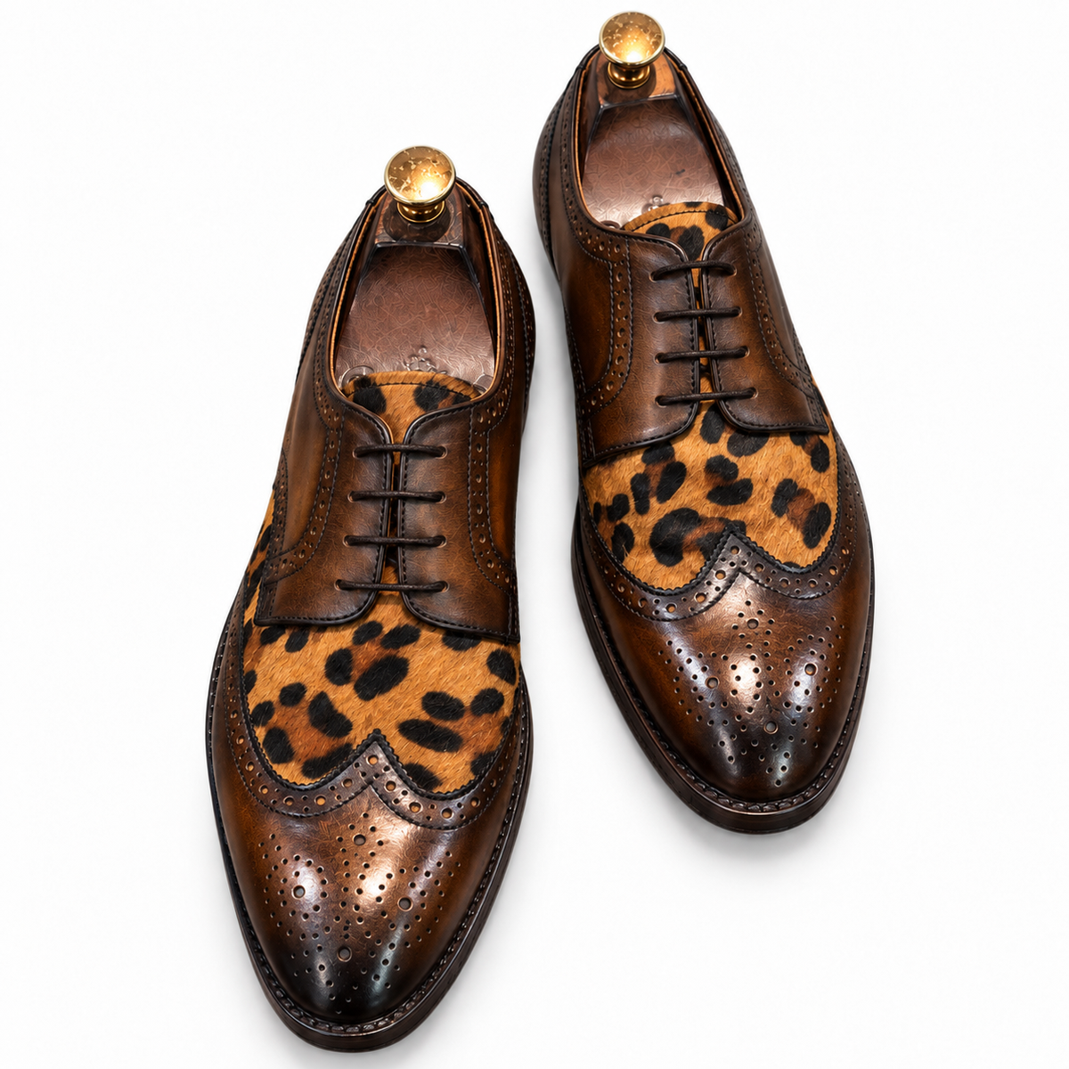 Havana Leopard Brogue Derby Shoes