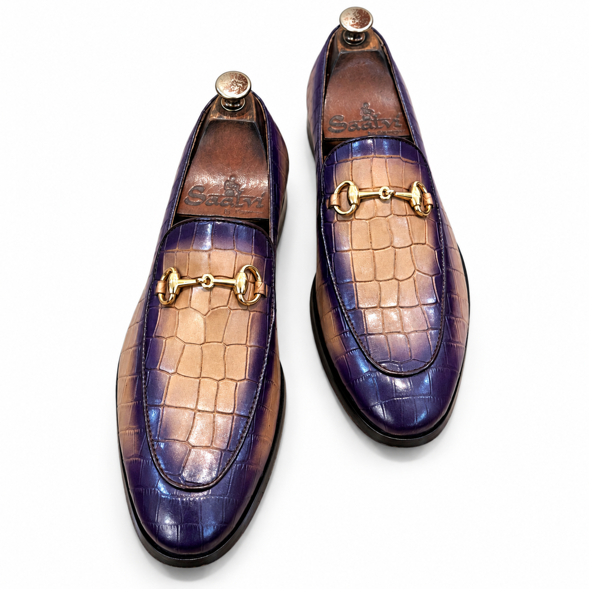 Purple Croco Horsebit Loafers for Men – Luxury Leather Slip-On Formal Shoes