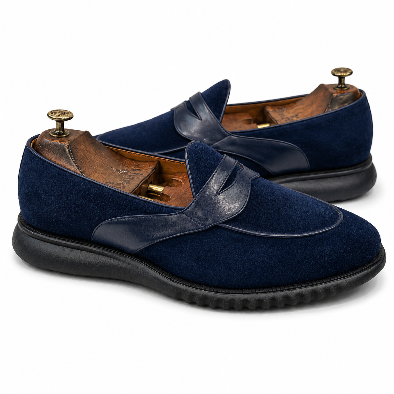 Blue Suede Penny Loafer