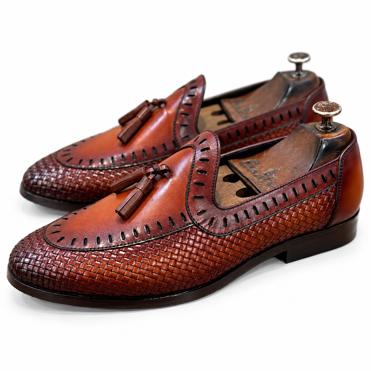 Cordova Hand-Patina Woven Tassel Loafers