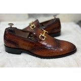 Wingcap Loafers With Metal Trim Croco