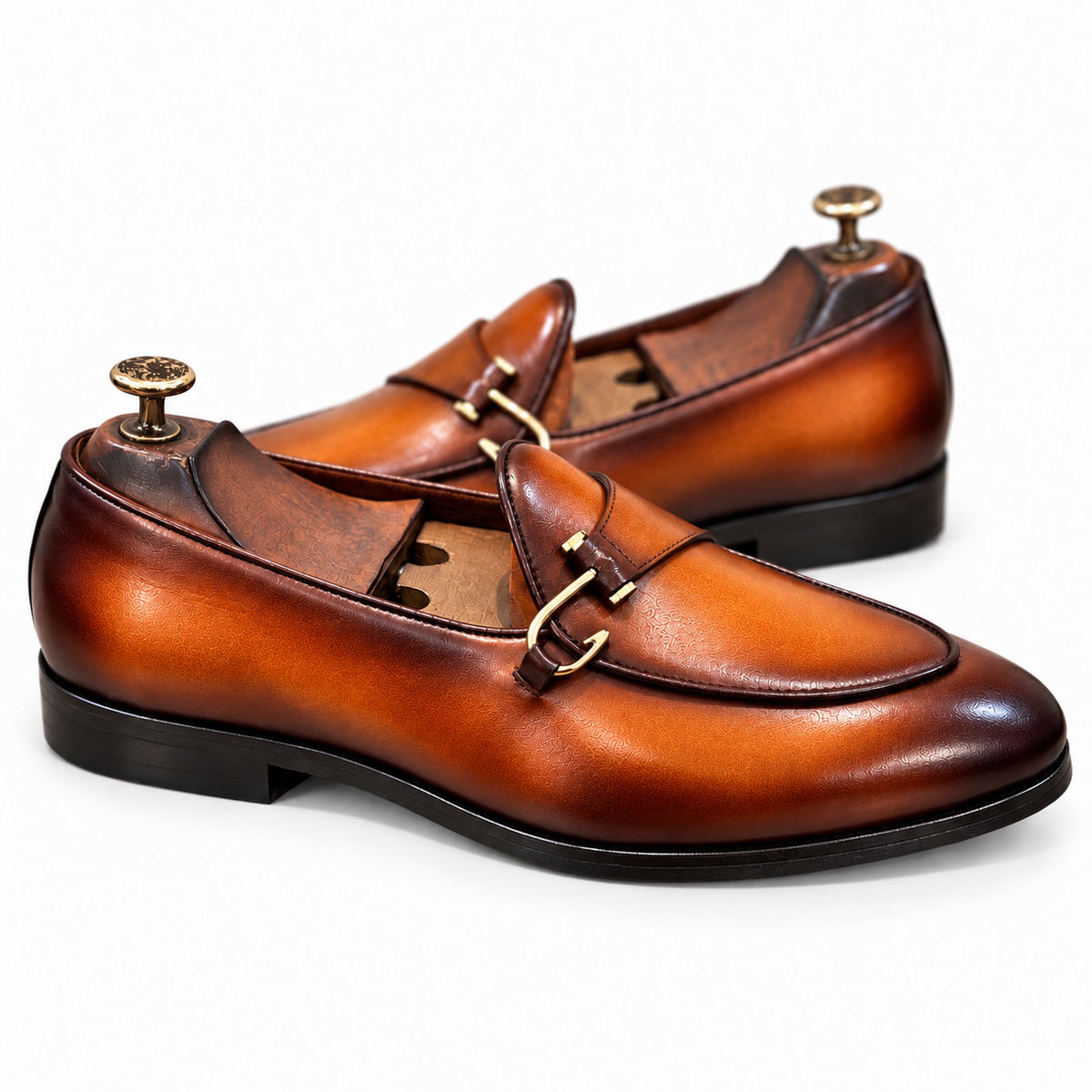Aurelio – Cognac Hand-Patina Belgian Loafers