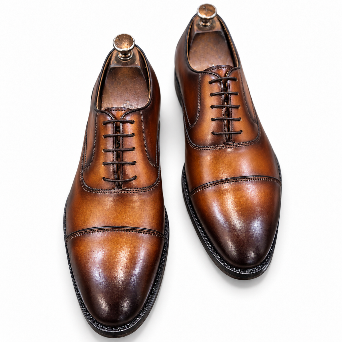 Cognac Brown Cap-Toe Oxford