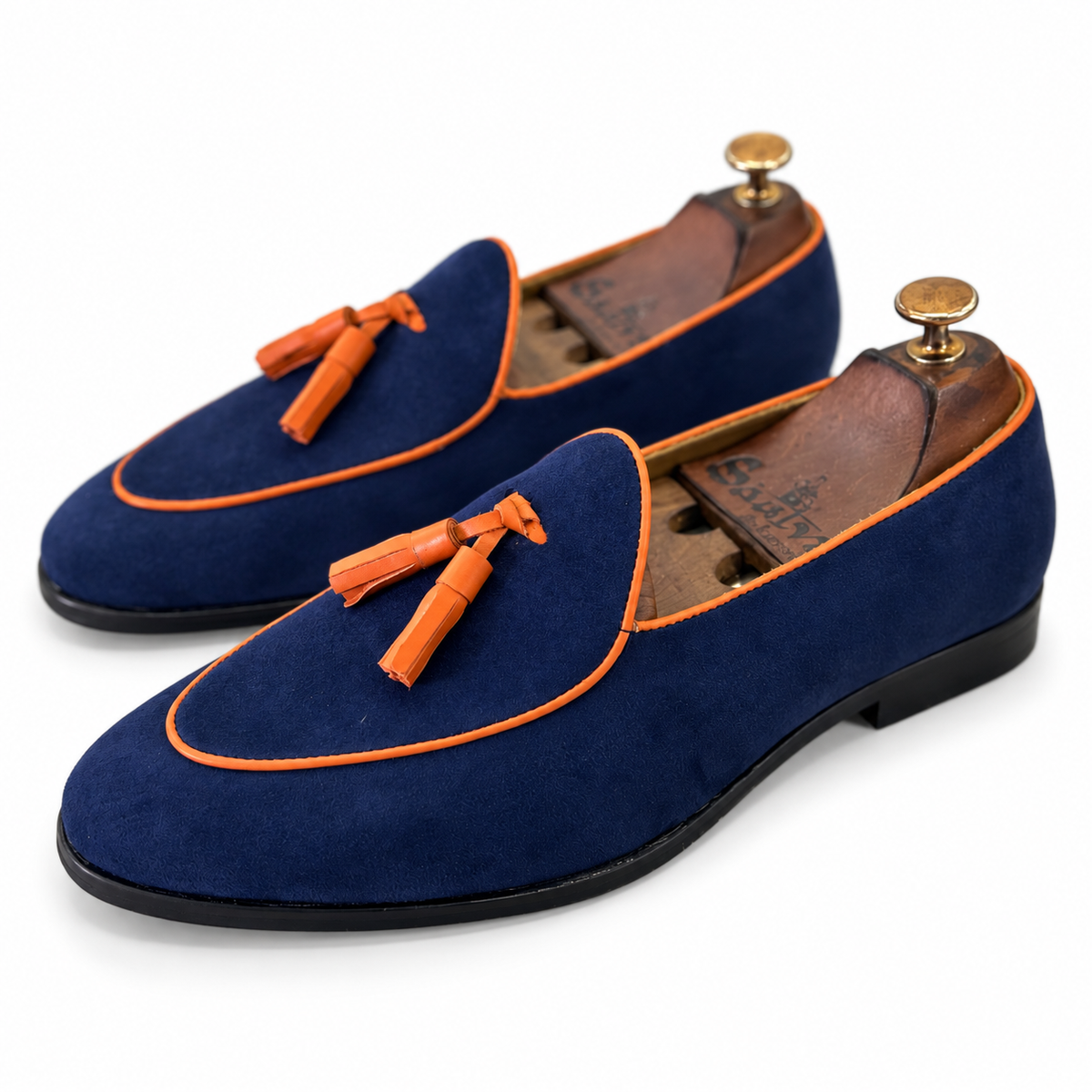 Navy Tangerine Tassel Loafers