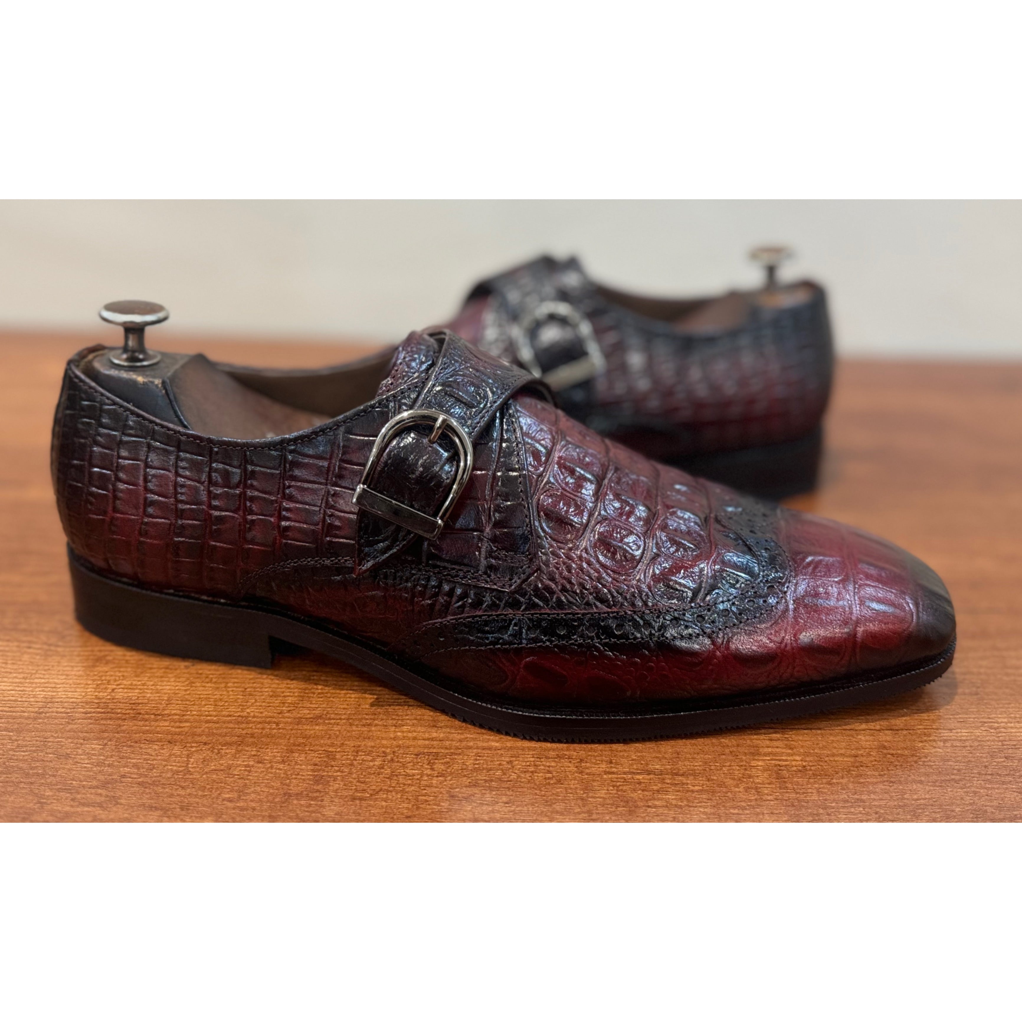 Single Monk Strap Croco Brown