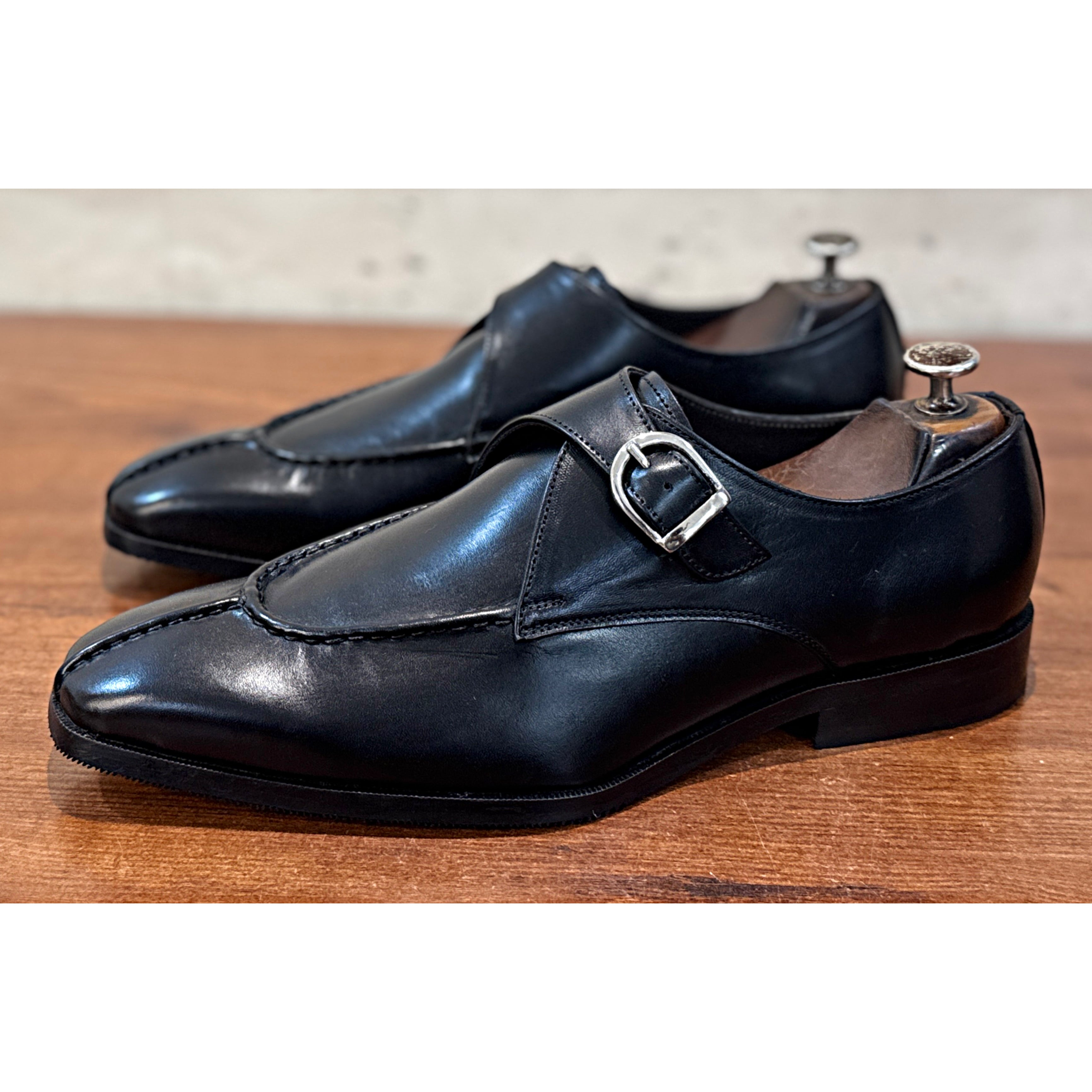 Savile Row Belgian Apron Monk Shoes – Noir Obsidian