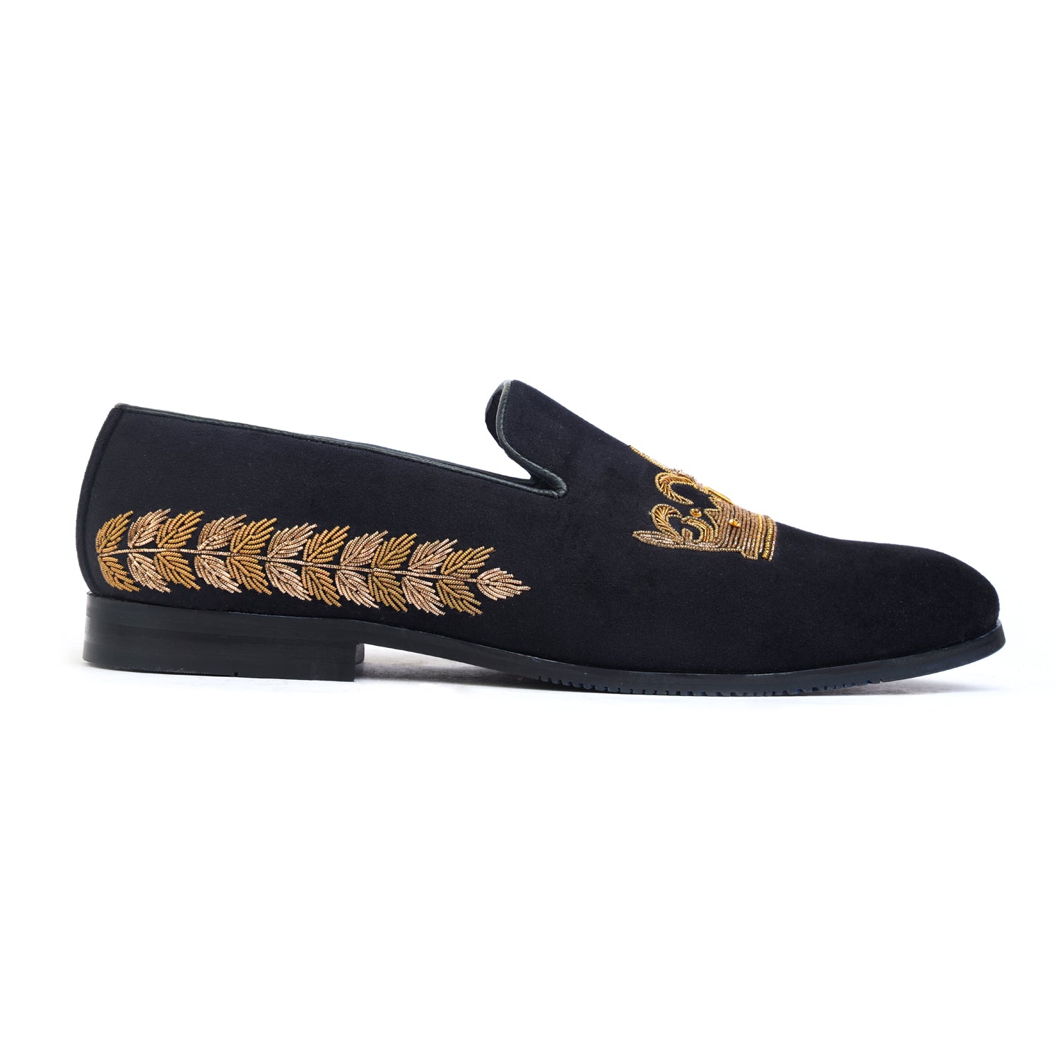 Crown & Leaf Hand Embroidery Slipon