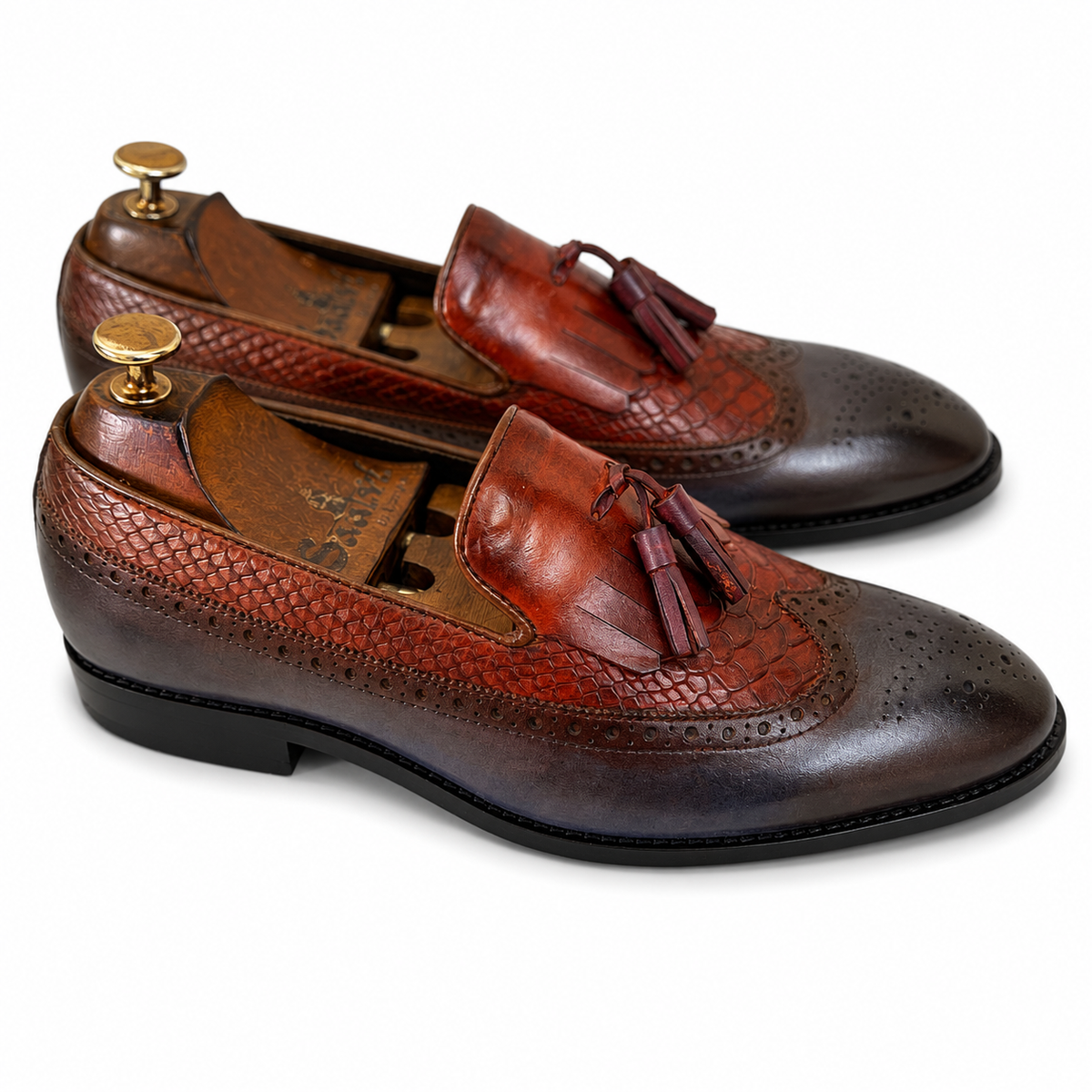 Wingcap Loafers With Fringes & Tassles Blue