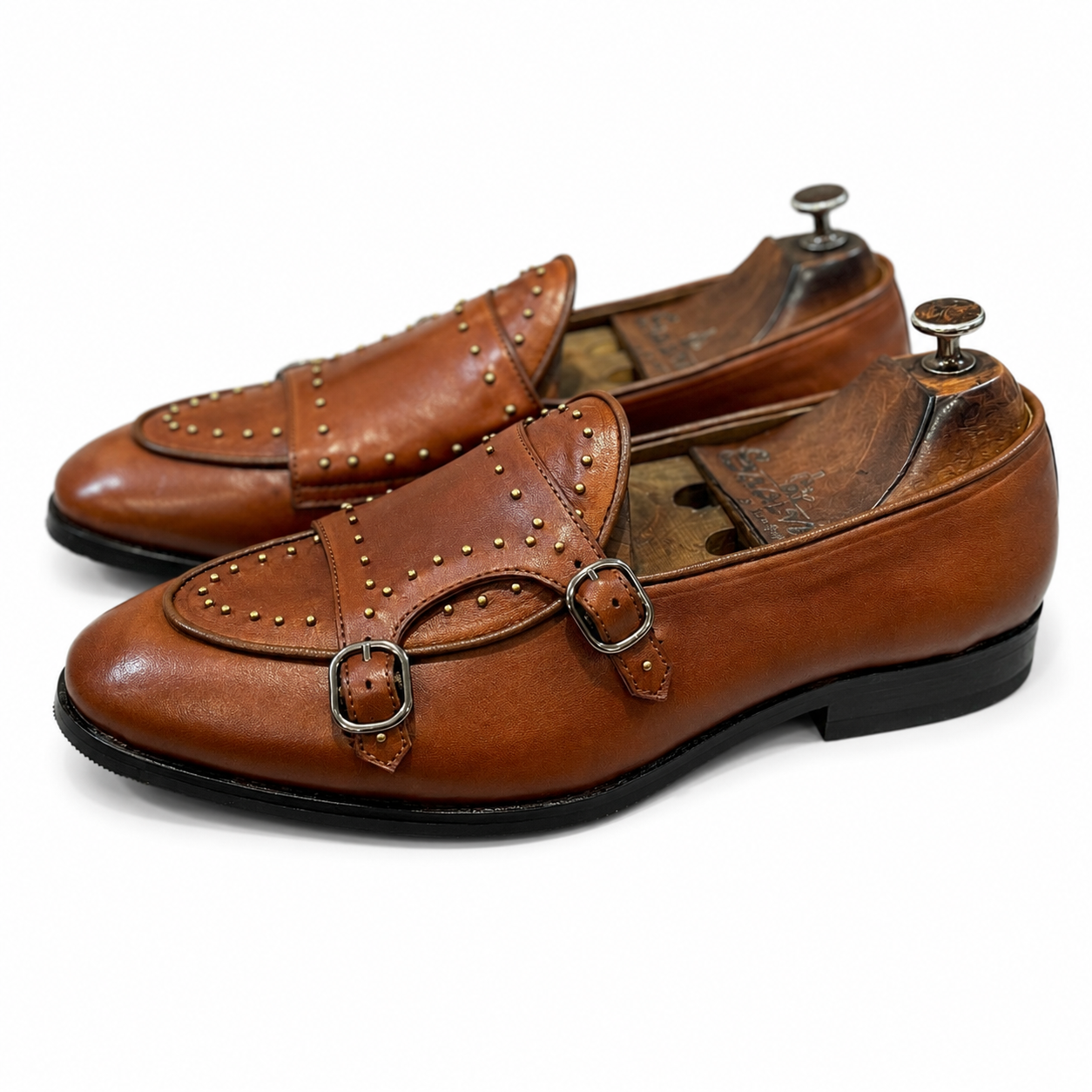 Imperial Studded Double Monk Loafers