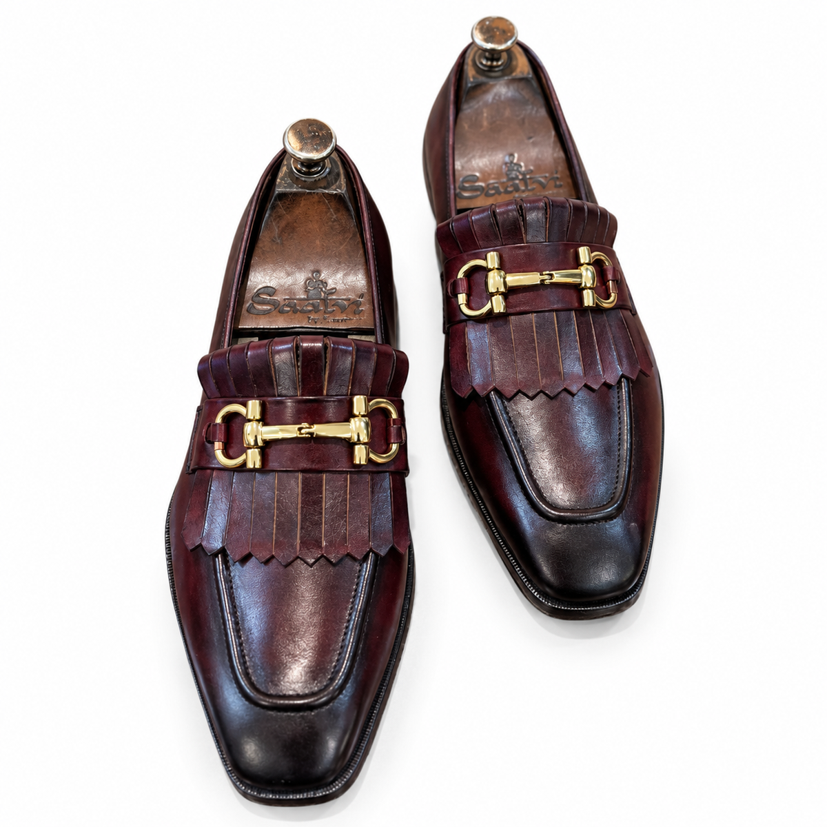 Saalvi Bordeaux Royale Fringe Loafers