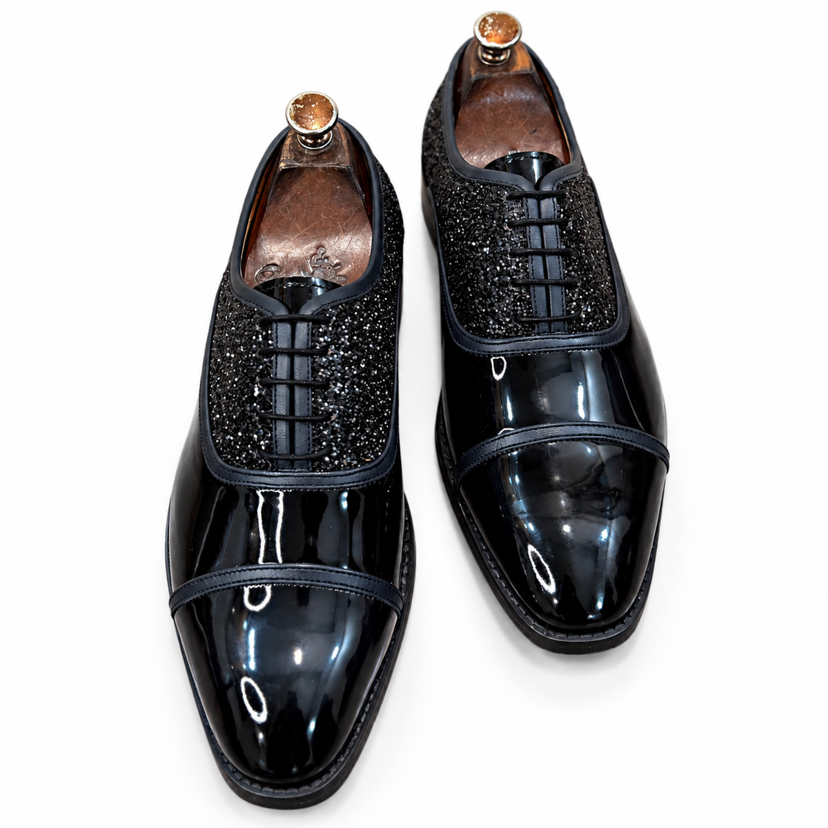 Noir Éclat Crystal Patent Oxfords
