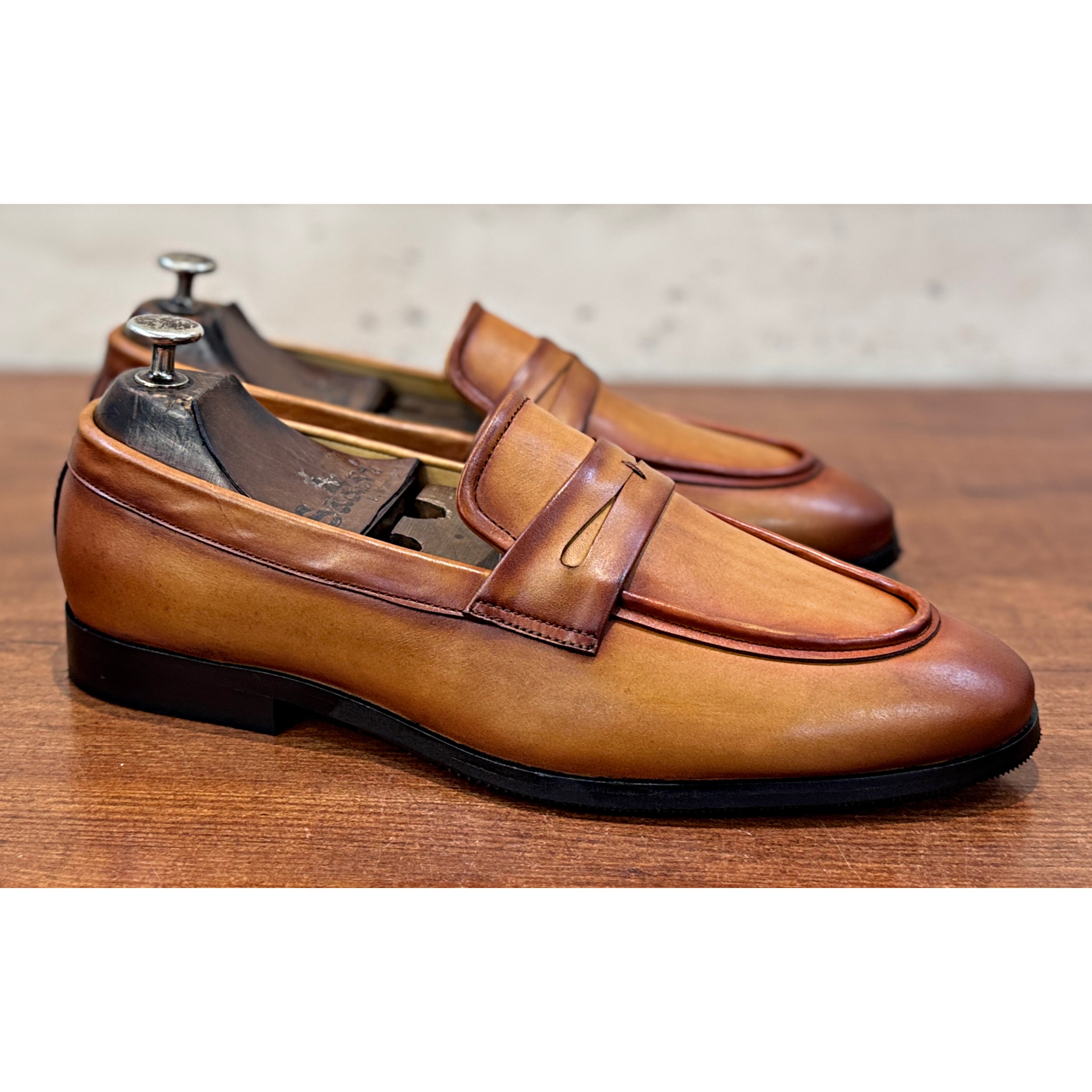 Classic Penny Leather Loafers – Tan Brown