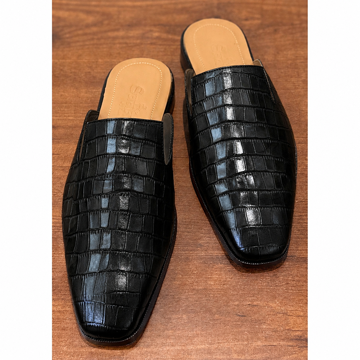 Midnight Monaco Mules Croc