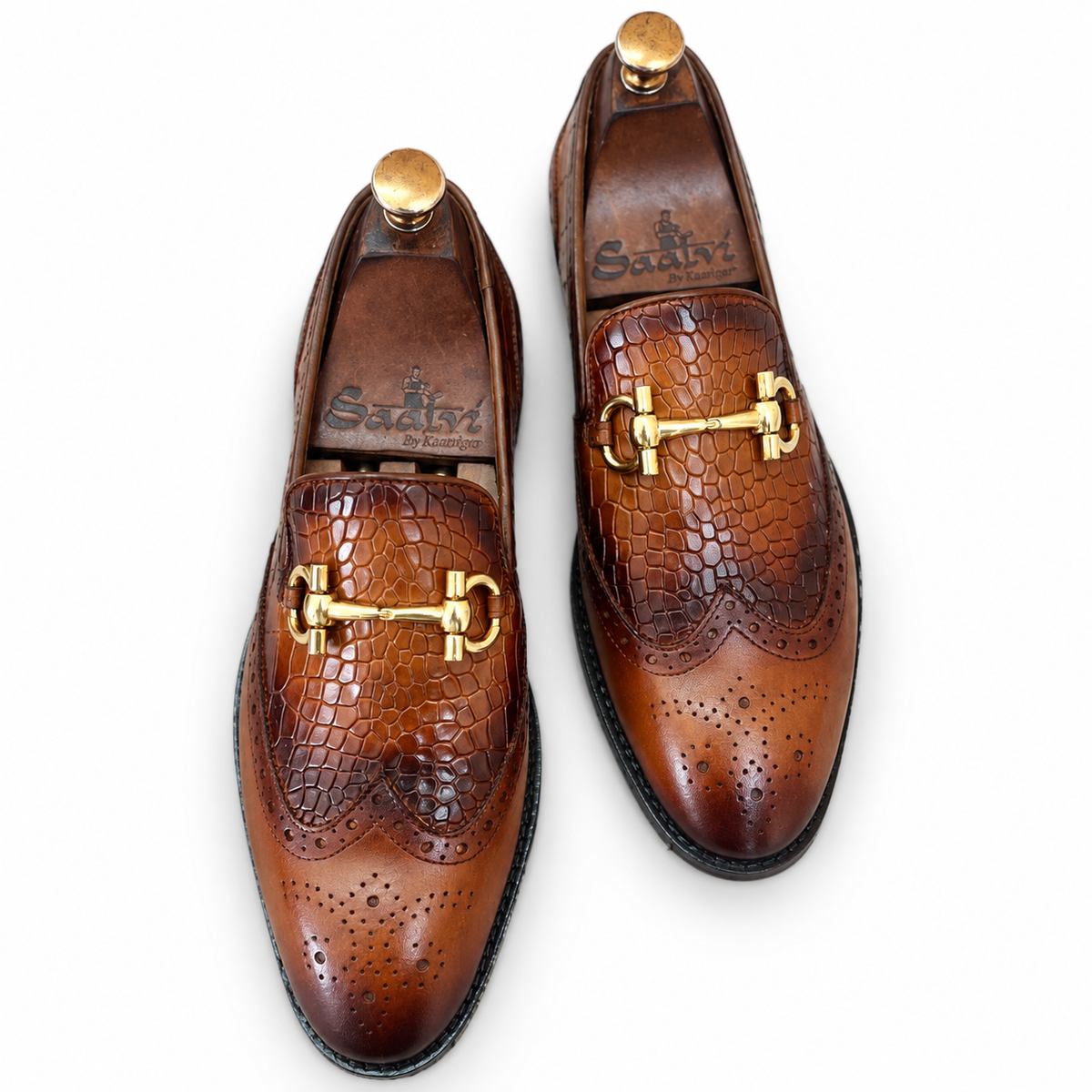 Cognac Royale Croco Horsebit Loafers