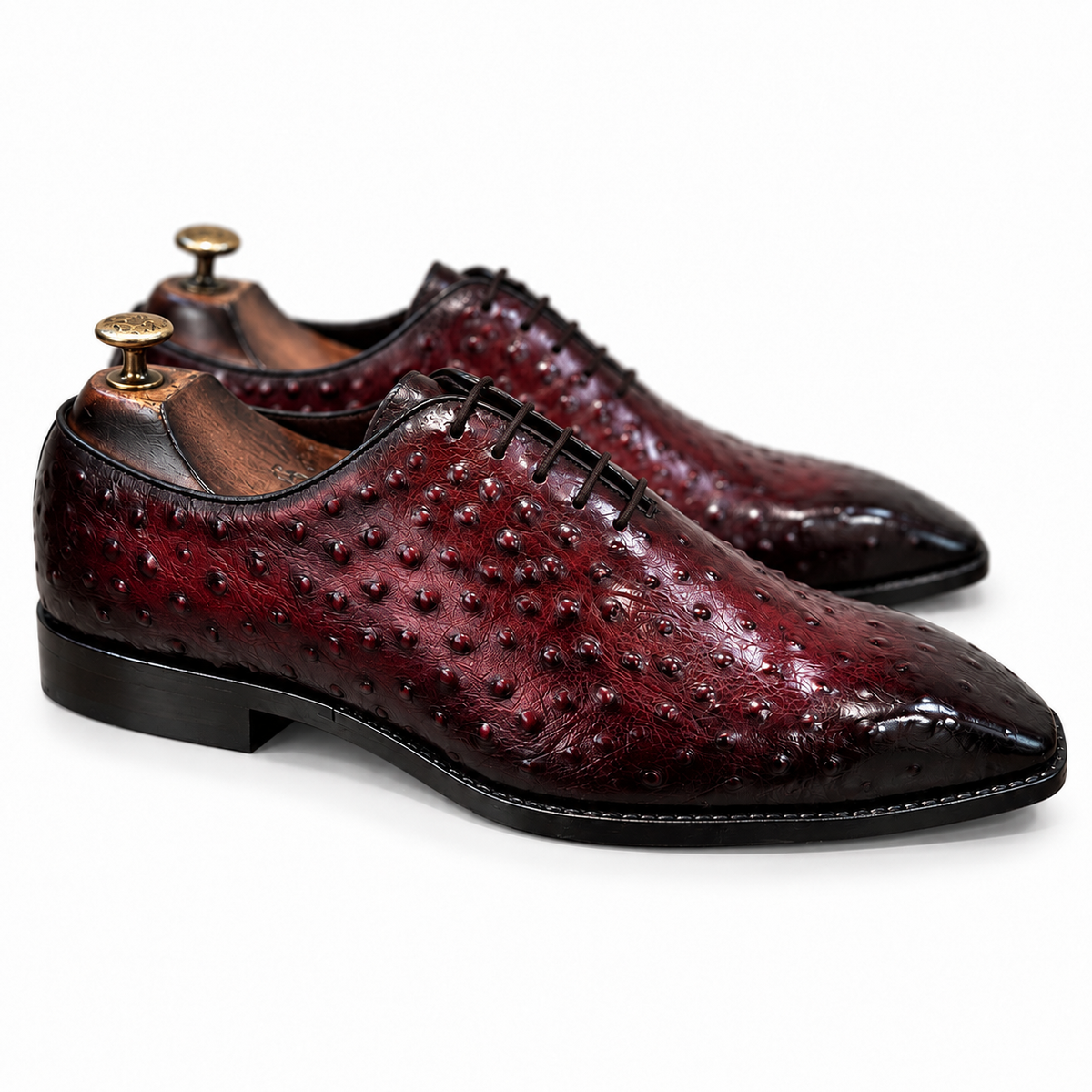 Rubino Burgundy Ostrich Leather Oxfords